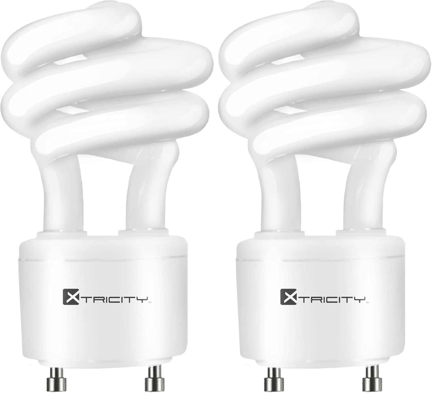 Xtricity Compact Fluorescent GU24 2 Prong Light Bulb Base, T2 Mini Spiral, 13W (60 Watt Equivalent), 2700k Soft White, 900 Lumens, CFL, 120V, UL Listed (2 Pack)