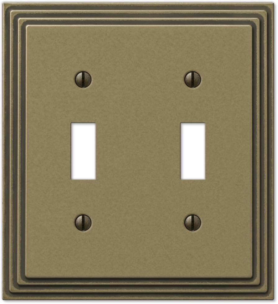 AMERELLE Tiered 2 Gang Toggle Metal Wall Plate - Rustic Brass