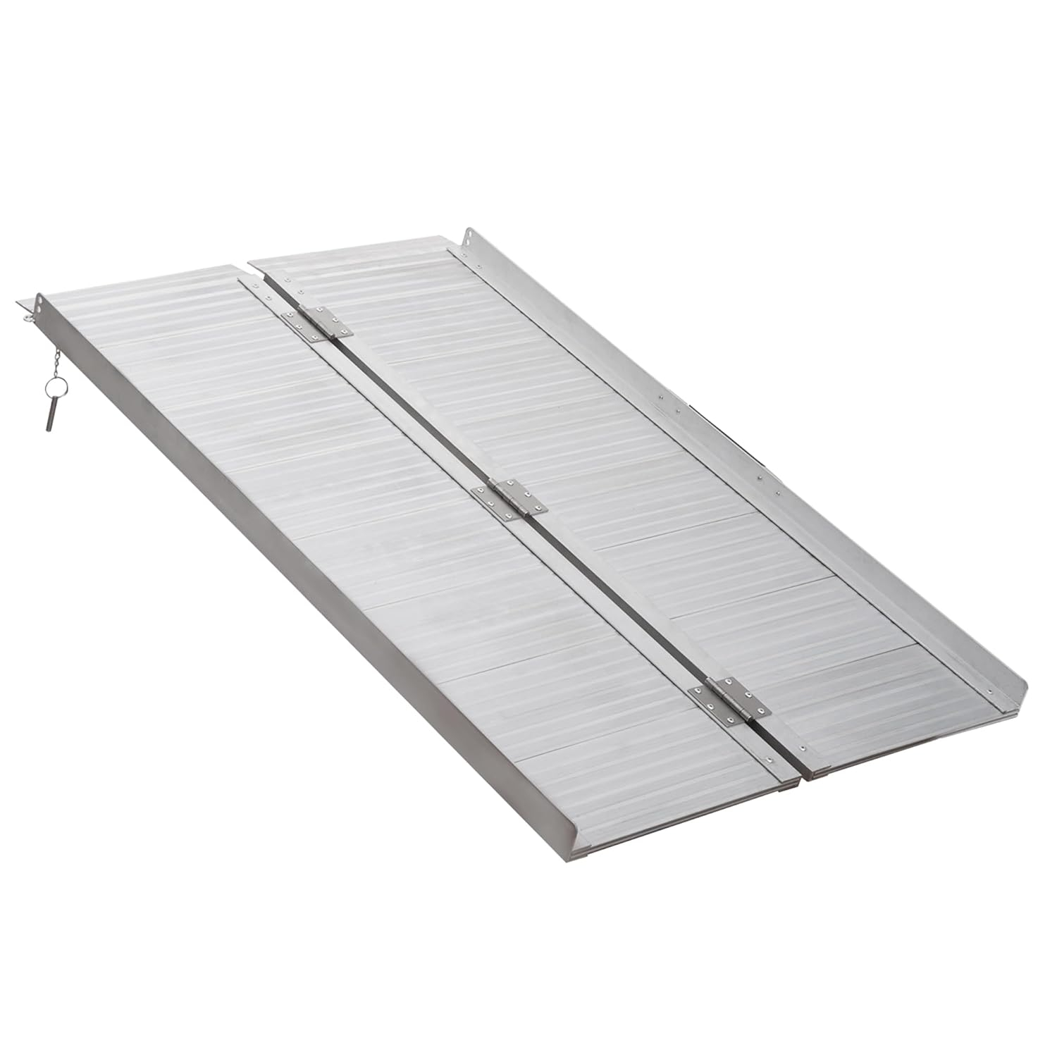 HOMCOM Textured Aluminum Portable Wheelchair Ramp for Home, Steps, Doorways, Foldable Handicap Ramp 4', Threshold Ramp with Durability for Strong Load-Bearing