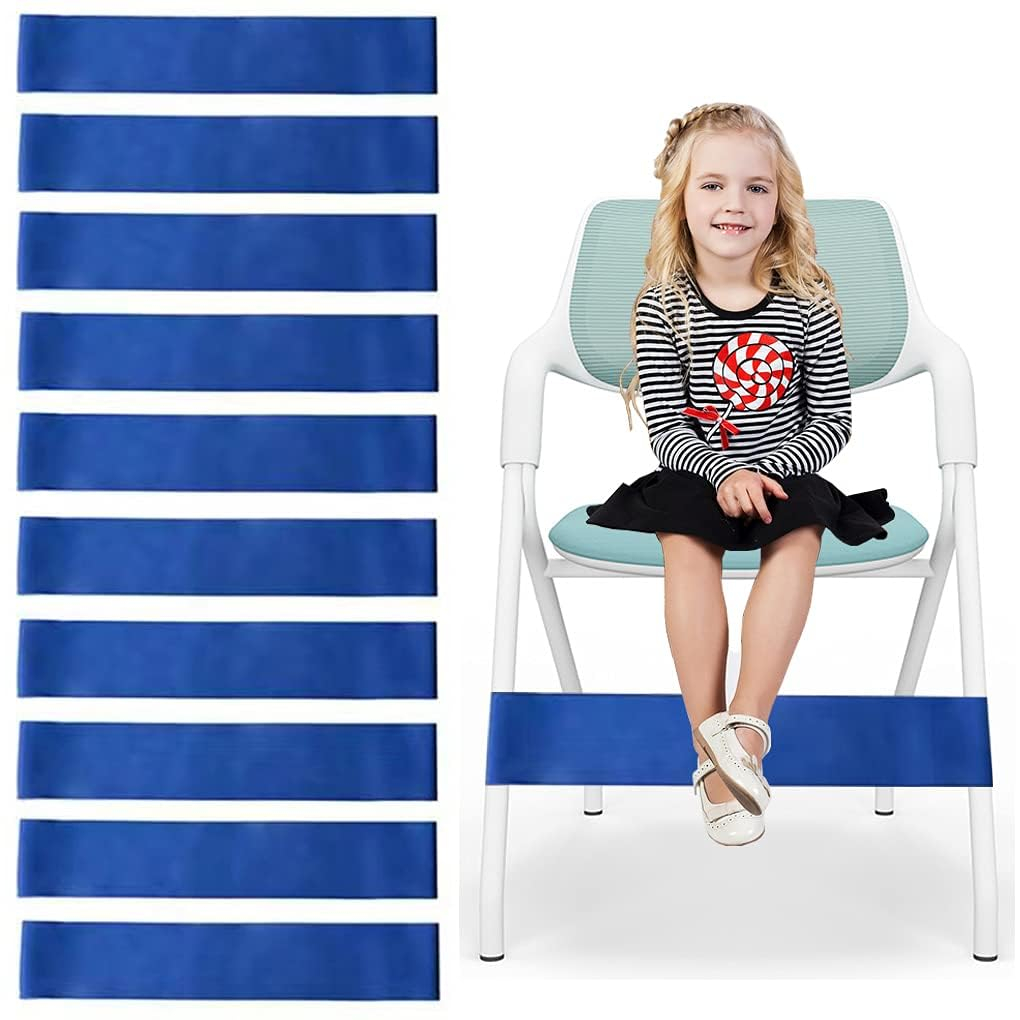 10 Pack Chair Bands for Kids with Fidgety Feet, Classroom Must Haves, Flexible Seating Chair Bands for Sensory Focus, Fidget ADHD Autism School Desks Supplies (Blue)