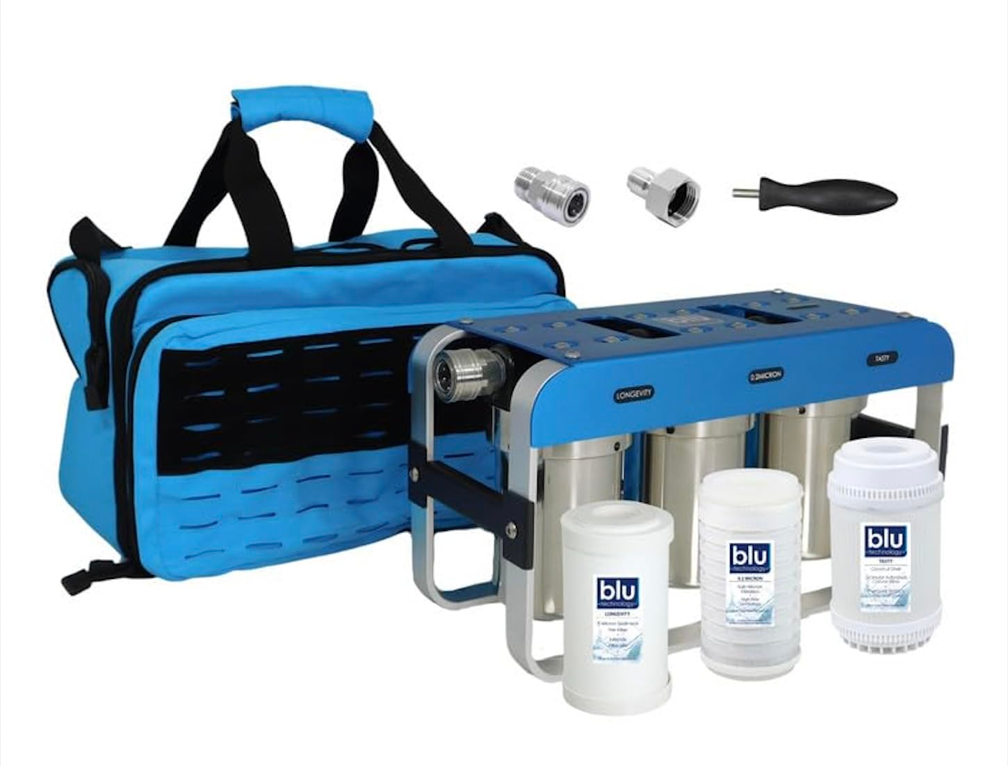 RV Water Filter System 0.2 Micron Blu Tech, 3 Stage Filtration, AR3- Adventure Series Camper Water Filter