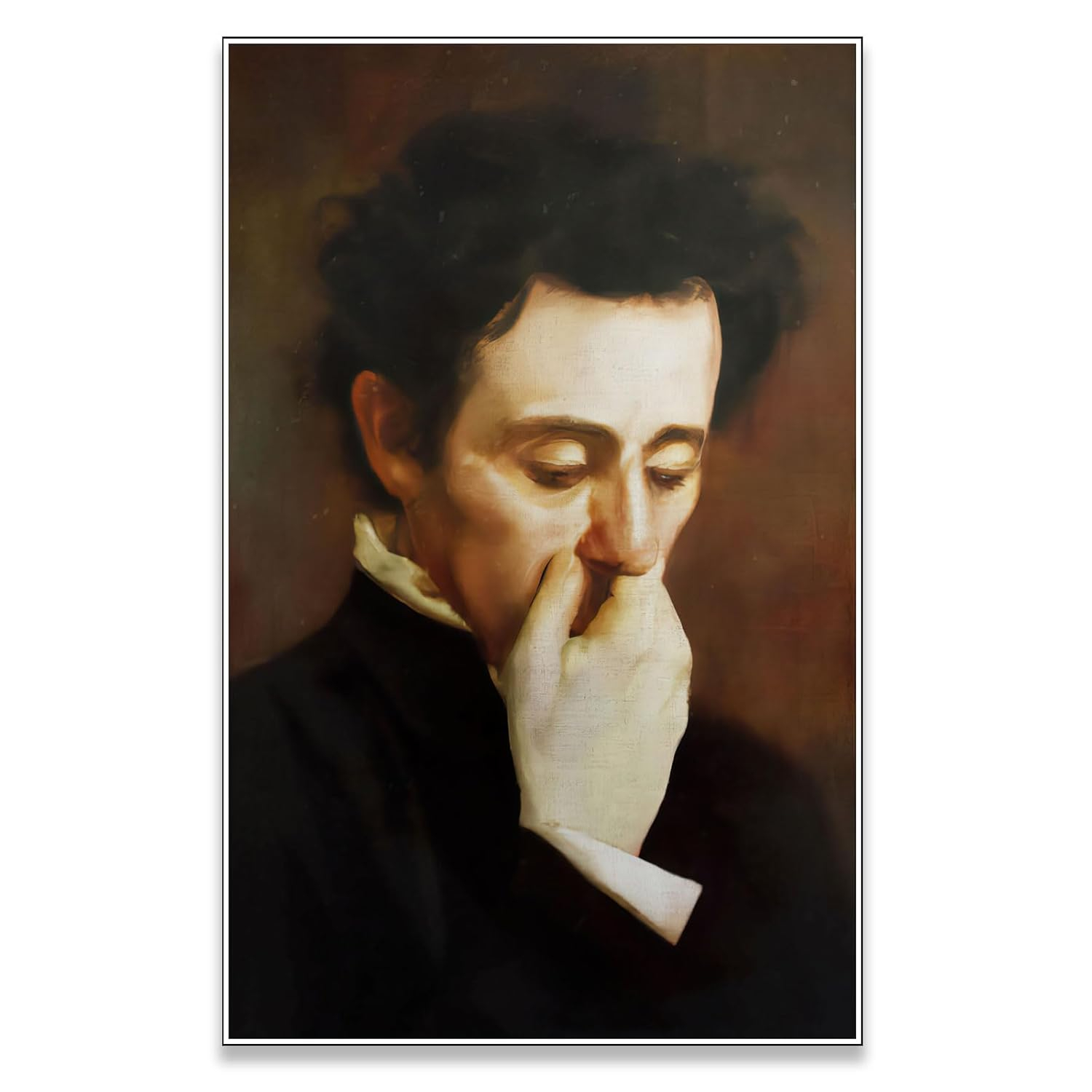 JDNWKBBS Funny Bathroom Canvas Wall Art Humorous Classical Oil Painting Man Covering Nose Posters Vintage Toilet Pictures Prints Rustic Farmhouse Wall Decor for Bathroom Restroom 12x16in Unframed