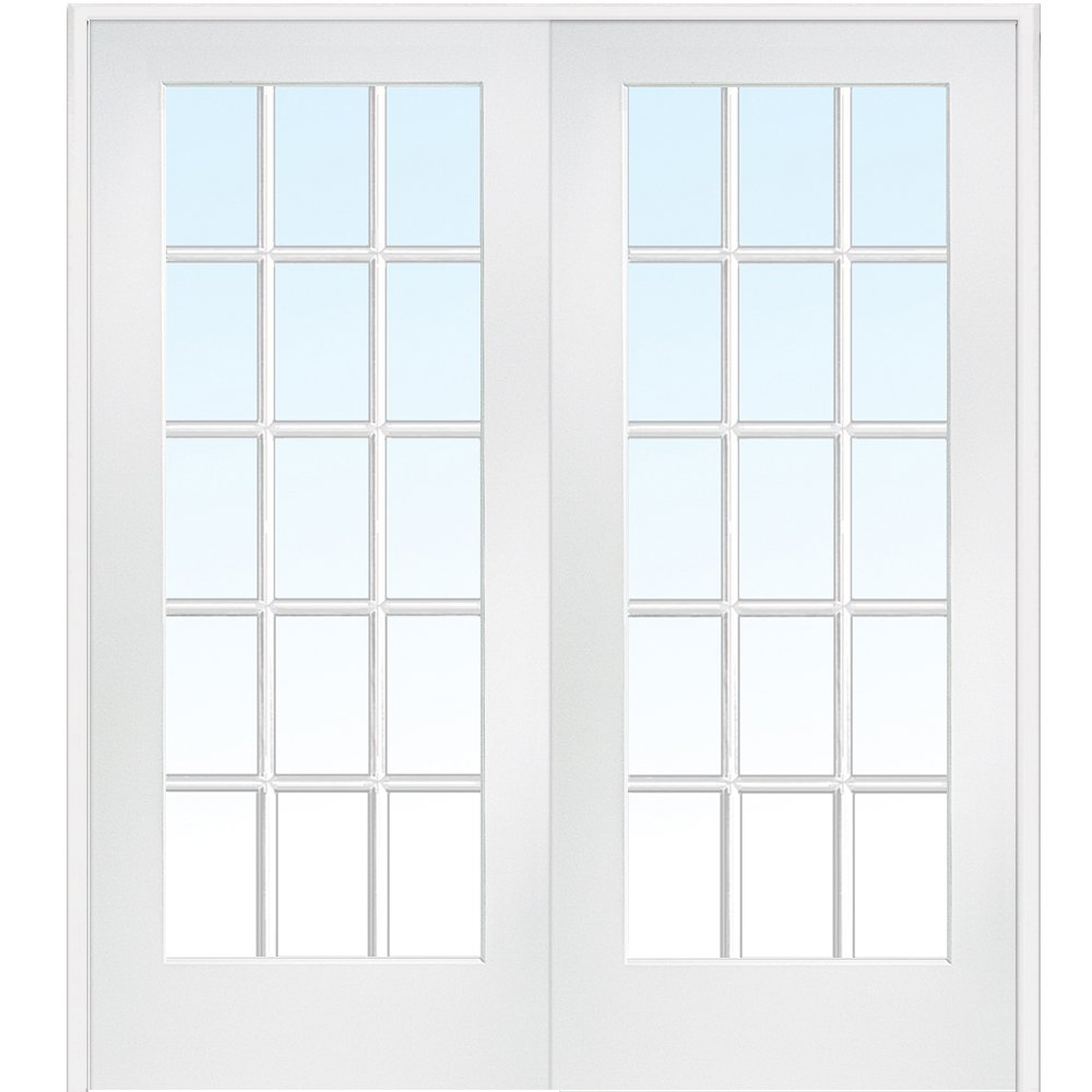 National Door Company, Interior Double Door, MDF, 72" x 84", 15 Lite True Divided, Clear Glass Collection, Both Active