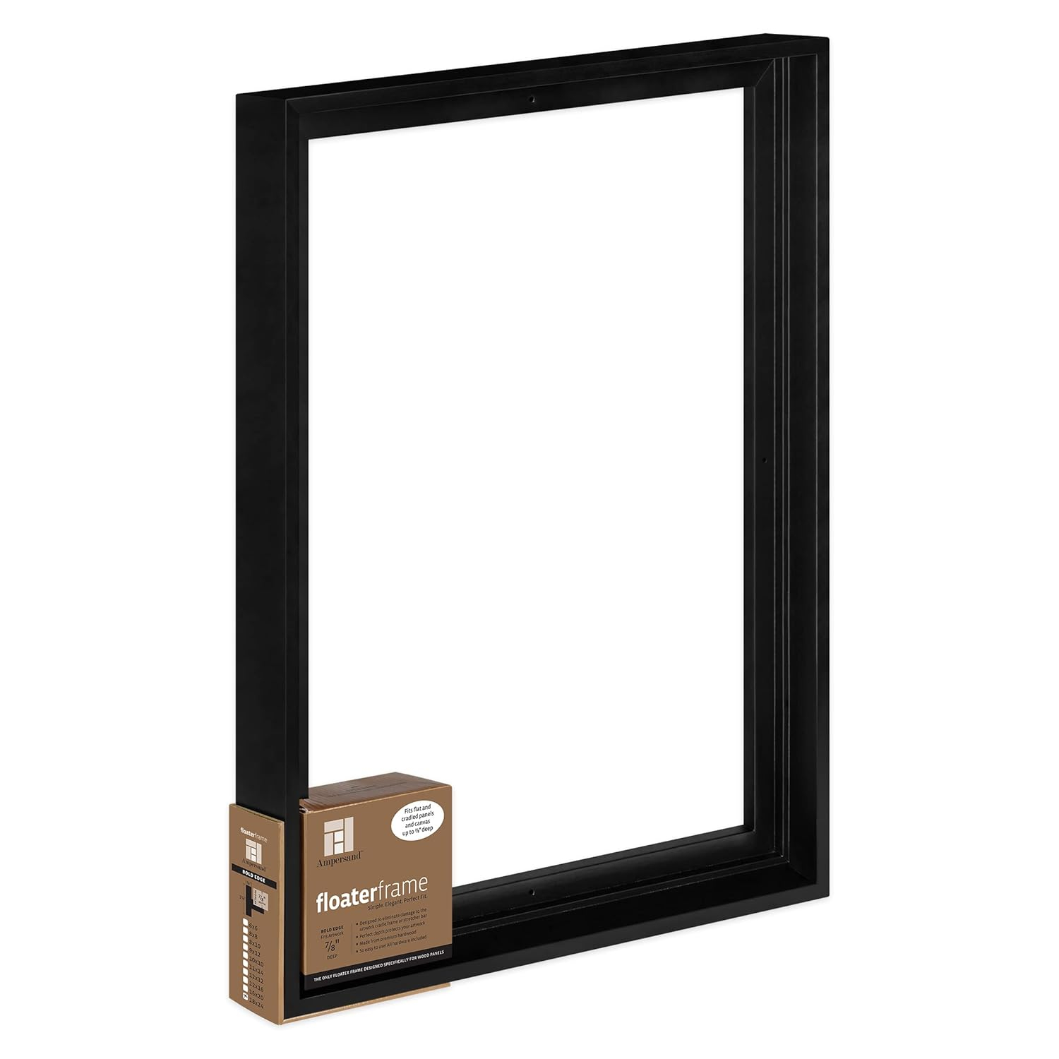 Ampersand Art Floaterframe, Bold Edge, 7/8" Depth, 18" x 24", Black