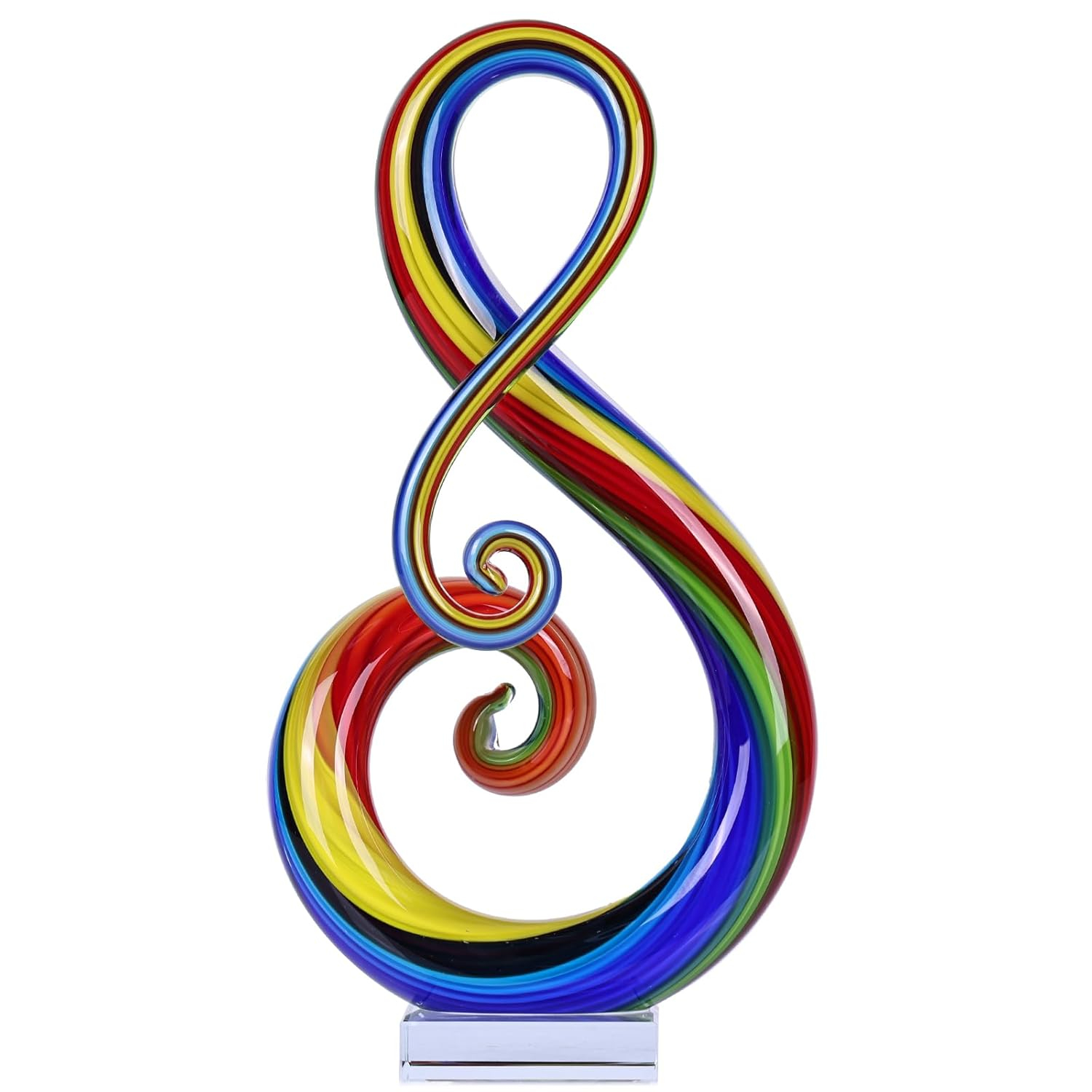 11" MultiColor Art Glass Note Centerpiece on Crystal Base