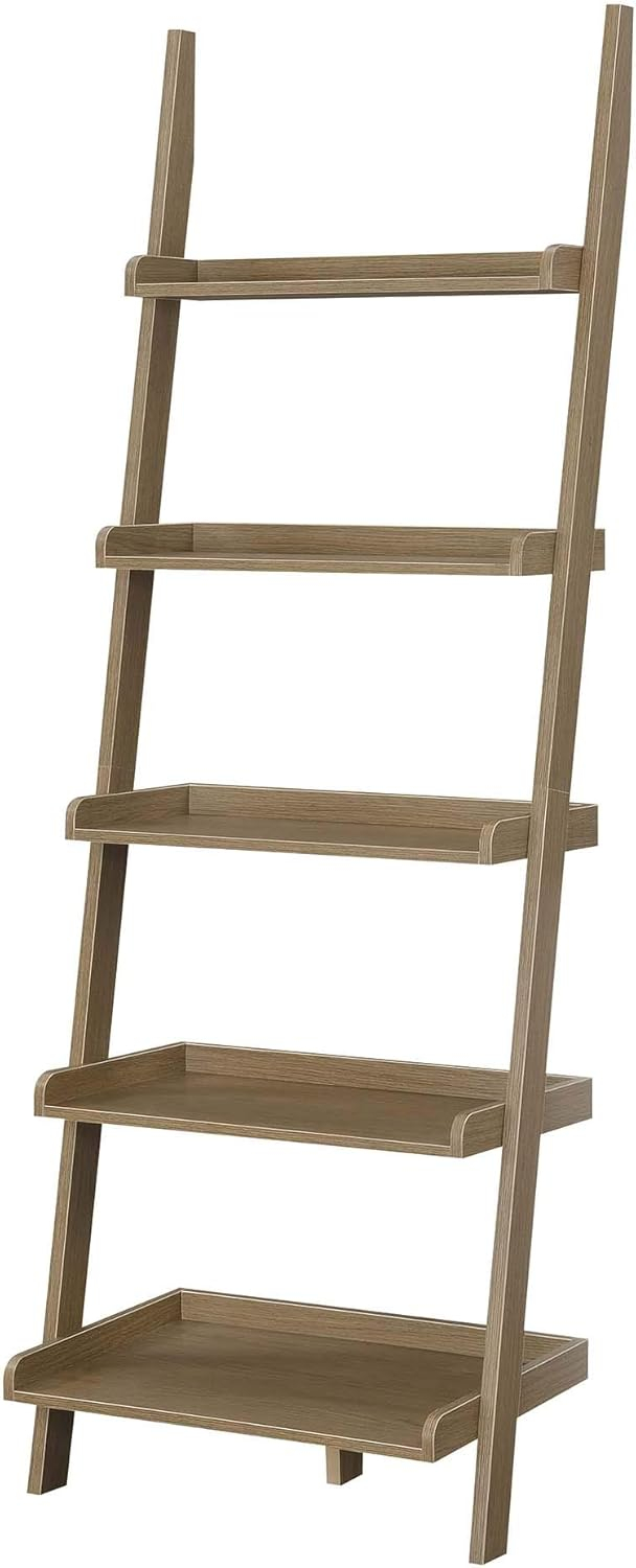 Convenience Concepts American Heritage 5-Shelf Ladder Bookcase, Driftwood