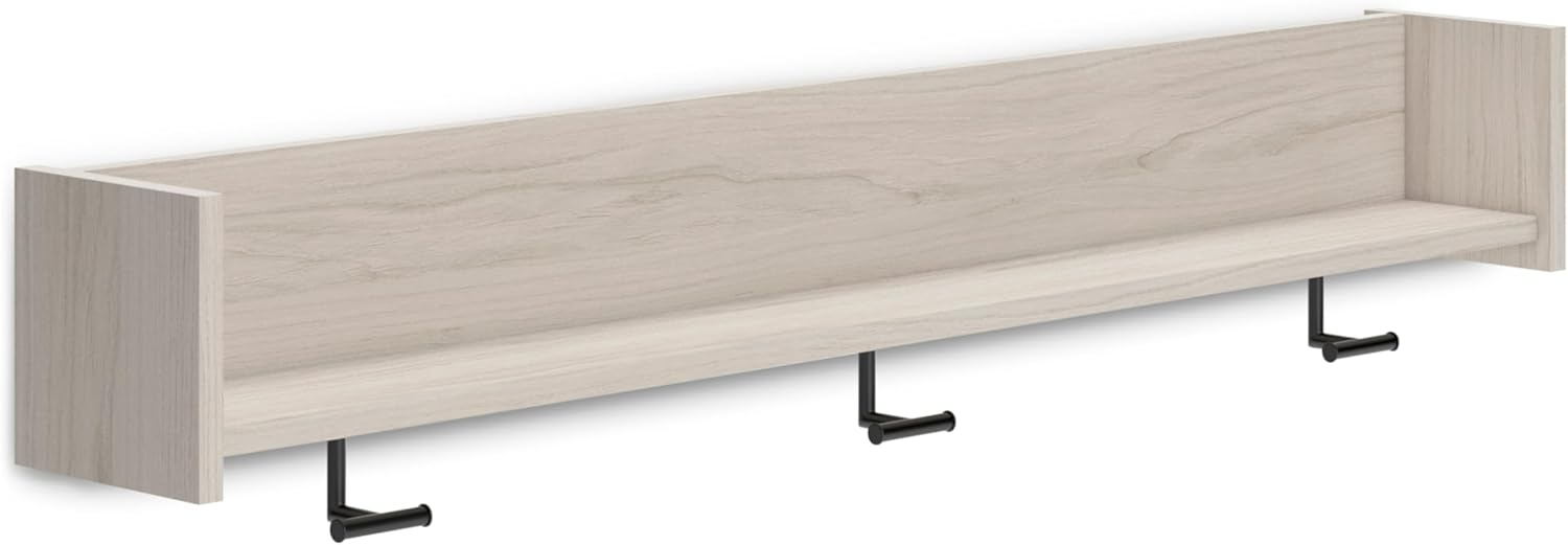 Transitional Black and White Wall Mounted Coat Rack with Shelf