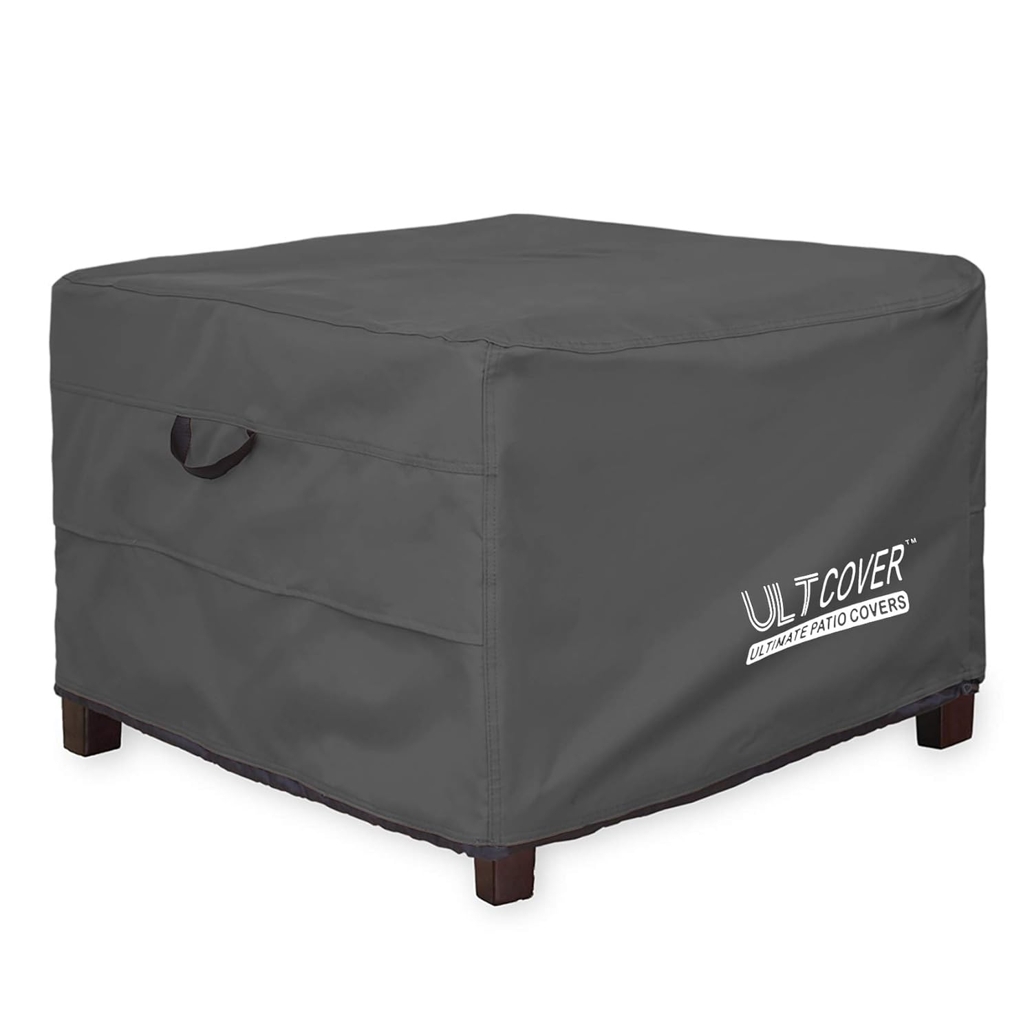 ULTCOVER Waterproof Patio Ottoman Cover Square Outdoor Side Table Furniture Covers Size 22L x 22W x 18H inch, Black