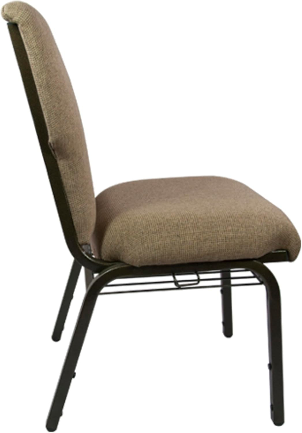 Brown Metal Stacking Church Chair with Padded Seat