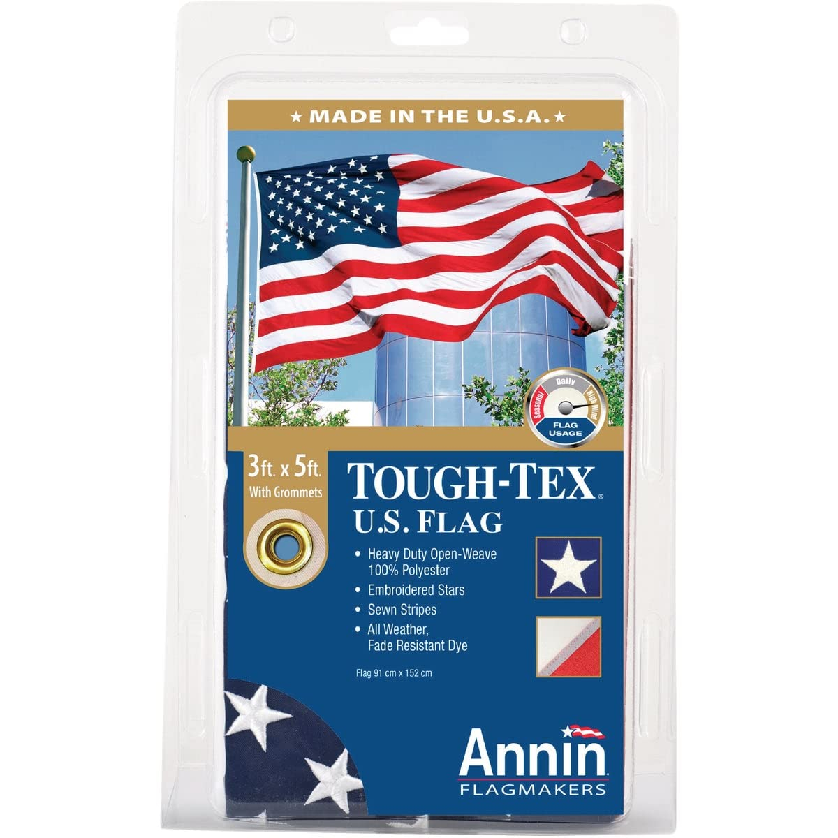 Annin Flagmakers 182005 Tough Tex US Flag, 3' x 5', Each