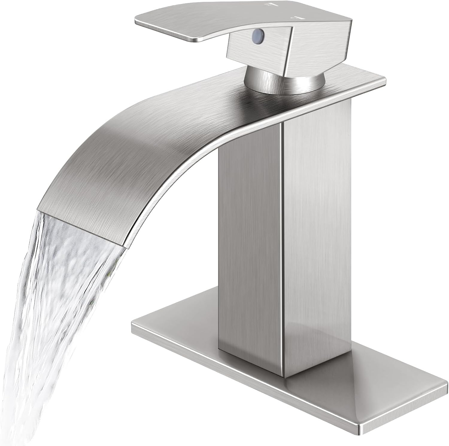 Qomolangma Vessel Sinks Waterfall Bathroom Sink Faucet, Tall Single Handle Bathroom Sink Faucets, Brushed Nickel Bathroom Faucet Suitable for 1 Hole, Staniless Steel Rv Lavatory Vanity Faucet