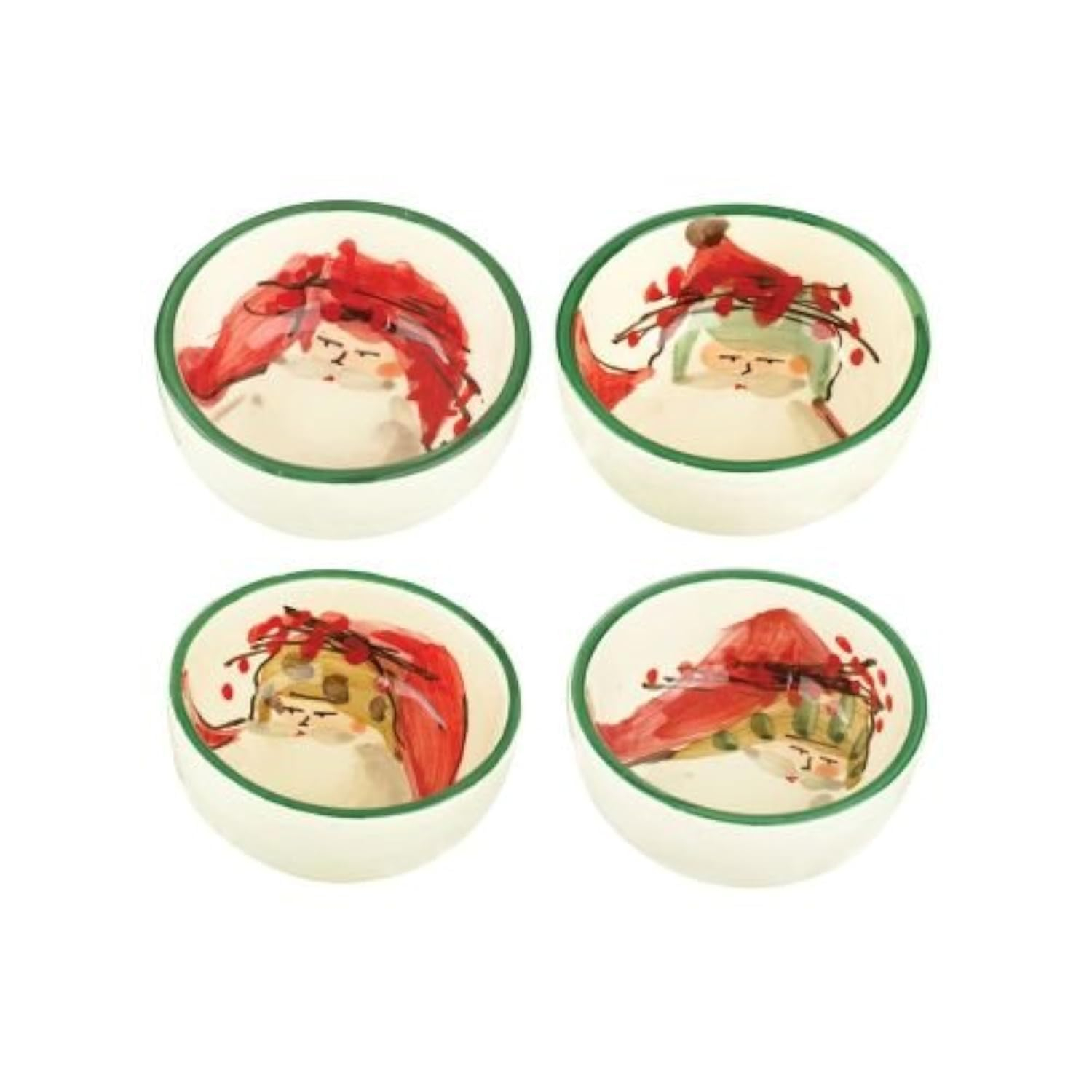 Old St. Nick Assorted Christmas Earthenware Condiment Bowls, Set of 4
