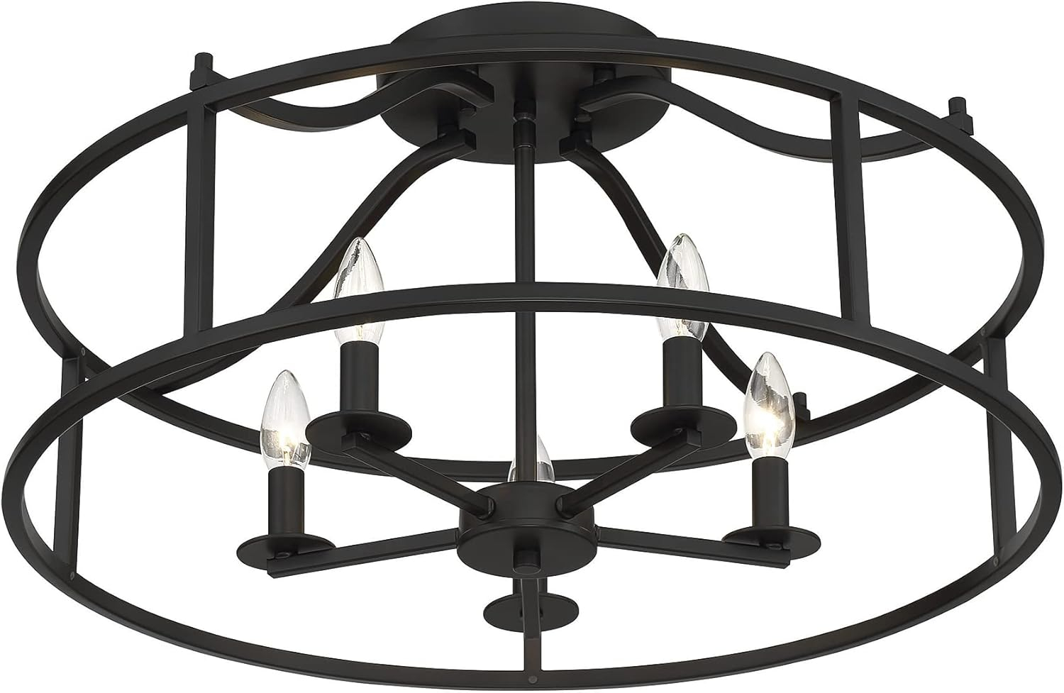 Savoy House 6-1679-5-89 Stockton Traditional Semi-Flush, 5-Light 300 Total Watts, 12" H x 24" W, Matte Black