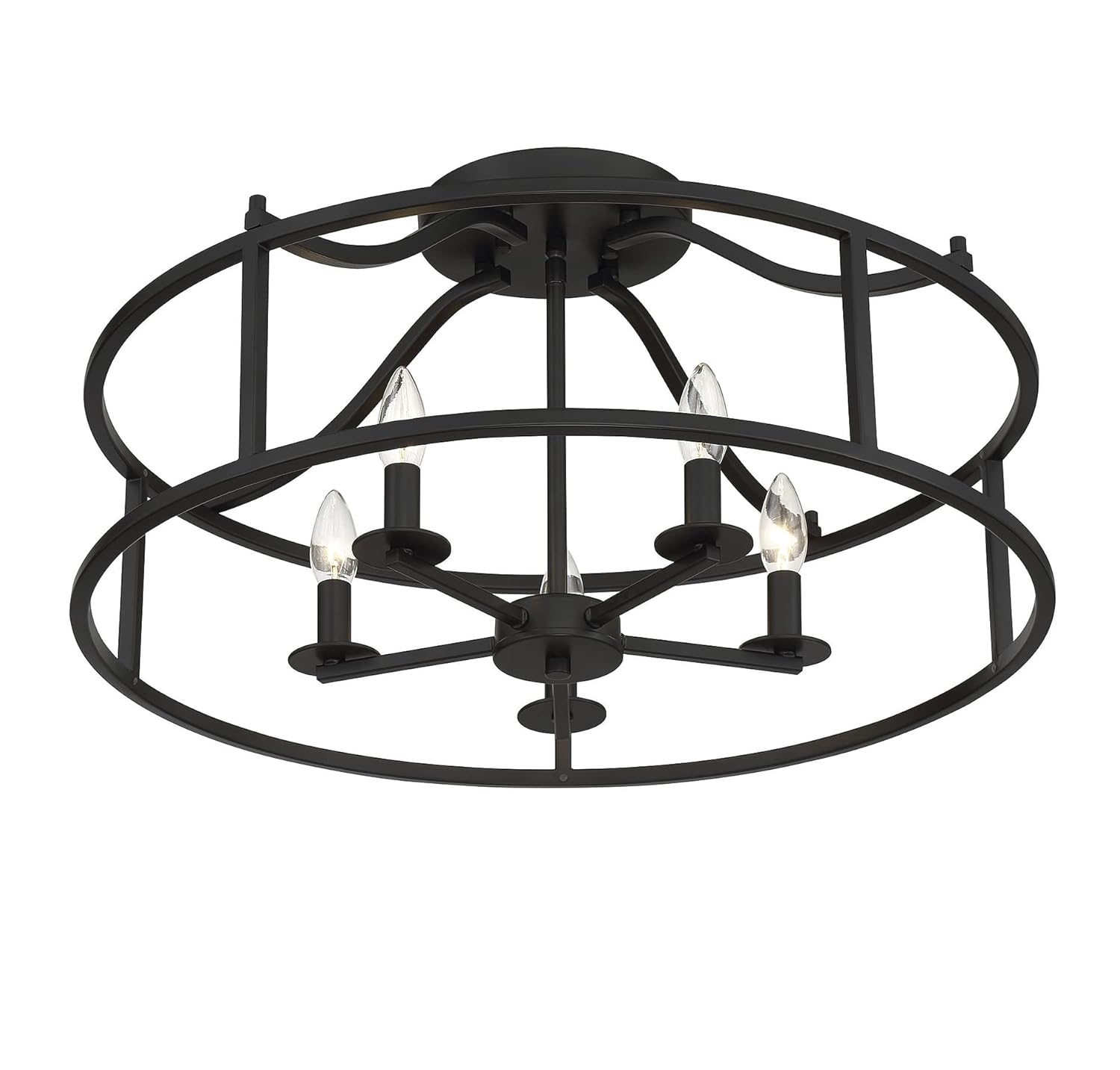 Savoy House 6-1679-5-89 Stockton Traditional Semi-Flush, 5-Light 300 Total Watts, 12" H x 24" W, Matte Black