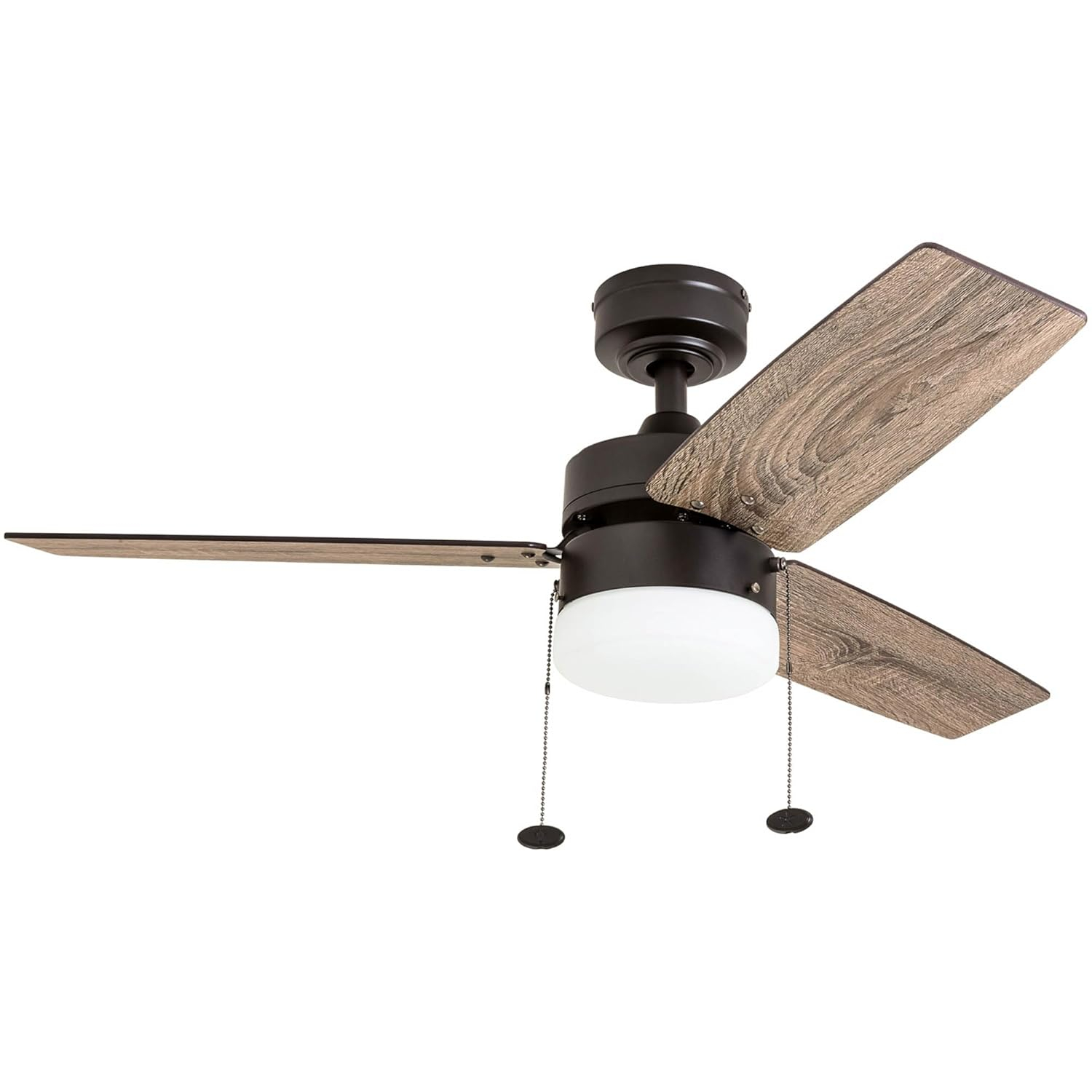 Prominence Home Reston 42" Bronze Modern Small Room Ceiling Fan with 3 Blades, LED Light Kit, Pull Chains & Reverse Airflow