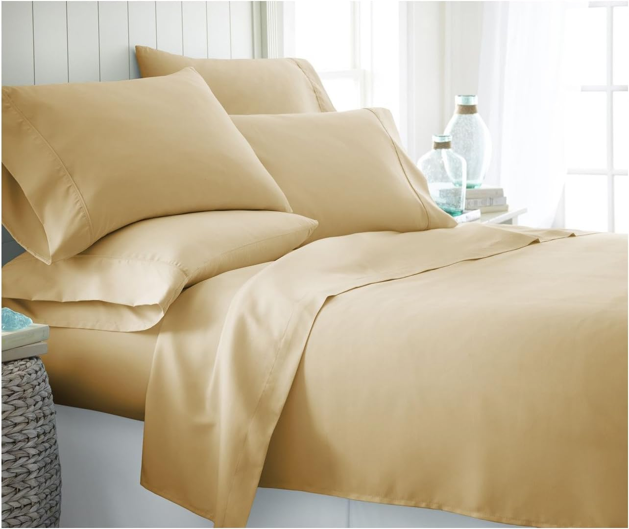 Linen Market Twin Sheet Set 4 Piece - Ultra Comfortable & Breathable Cooling Twin Bed Sheets - Deep Pocket & Wrinkle-Free Sheets Fits 16" Mattress - Extra Soft & Oeko-TEX Certified - Gold