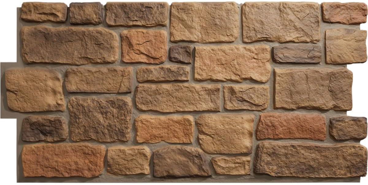 EverStone Cobblestone Faux Stone Panel, 48"W x 23 3/4"H x 1 1/8"D, Rustic Roast Color