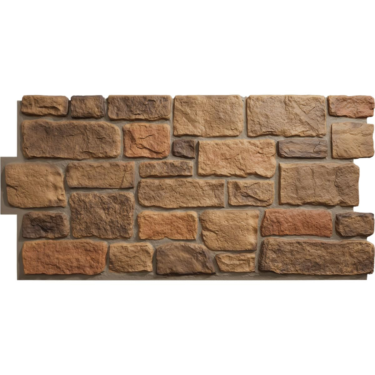 EverStone Cobblestone Faux Stone Panel, 48"W x 23 3/4"H x 1 1/8"D, Rustic Roast Color