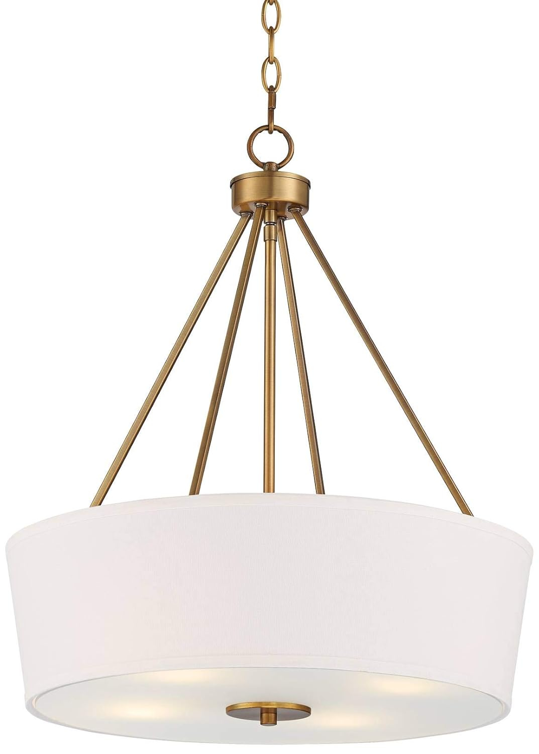 Possini Euro Design Saffira Warm Gold Pendant Chandelier 20" Wide Modern Off White Linen Drum Shade 4-Light Fixture for Dining Room Foyer Kitchen Home