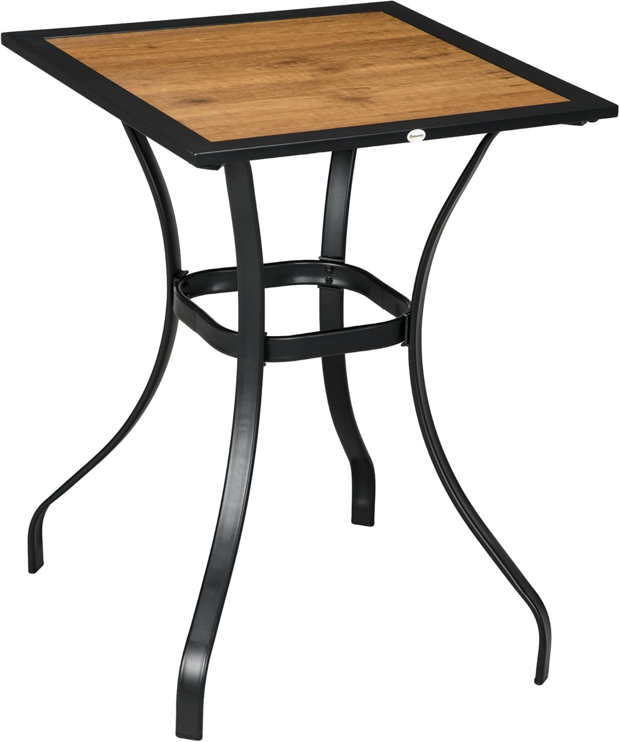 Outsunny 28" Outdoor Dining Table, Faux Wood Patio Furniture, Square Wood-Like Garden Table with Water Safe Design for Deck, Backyard, Lawn, Brown