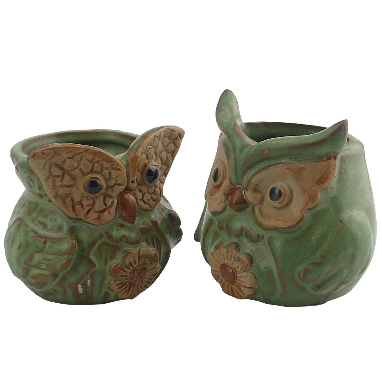 Ogrmar 6Pack Owl Plant Window Boxes Cute Owl Flower Pot/Modern Ceramic Succulent Planter Pots/Tiny Flower Plant Containers Animal Decor