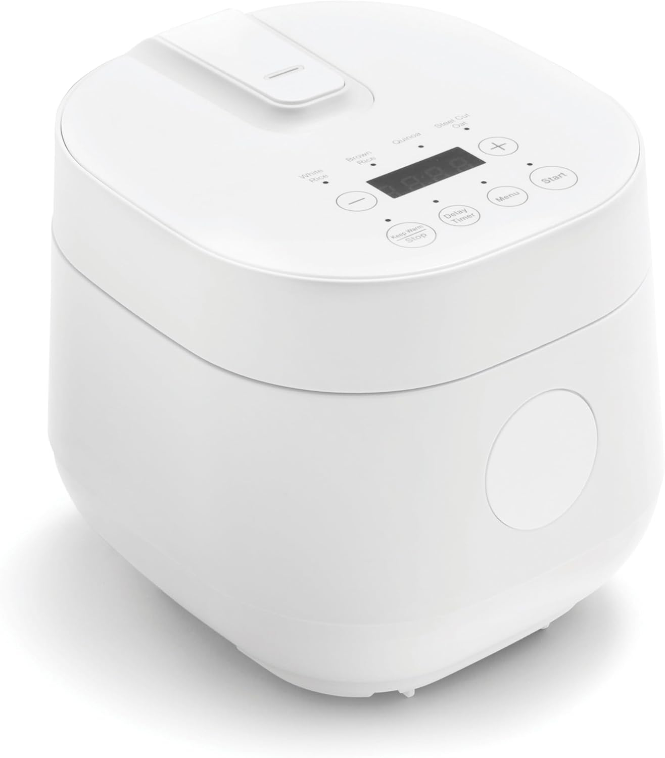 Compact White Electric Rice and Grains Cooker with Ceramic Nonstick Bowl