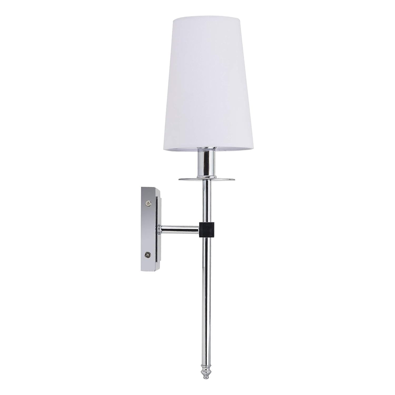 Linea di Liara Torcia Chrome Wall Sconce With White Fabric Shade - Modern Bathroom, Bedroom, and Hallway Light Fixture - Indoor Lighting, UL Listed