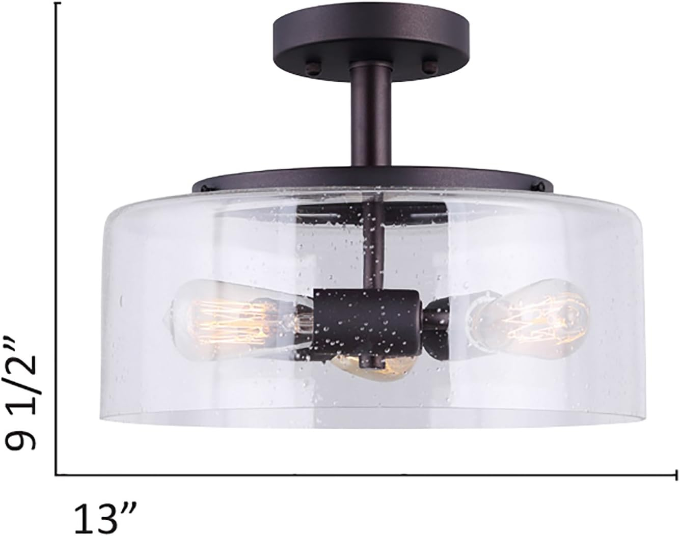 Canarm LTD ISF633A03ORB Nash 3 Bulb Semi-Flush Mount, Oil Rubbed Bronze with Seeded Glass, 3 Light