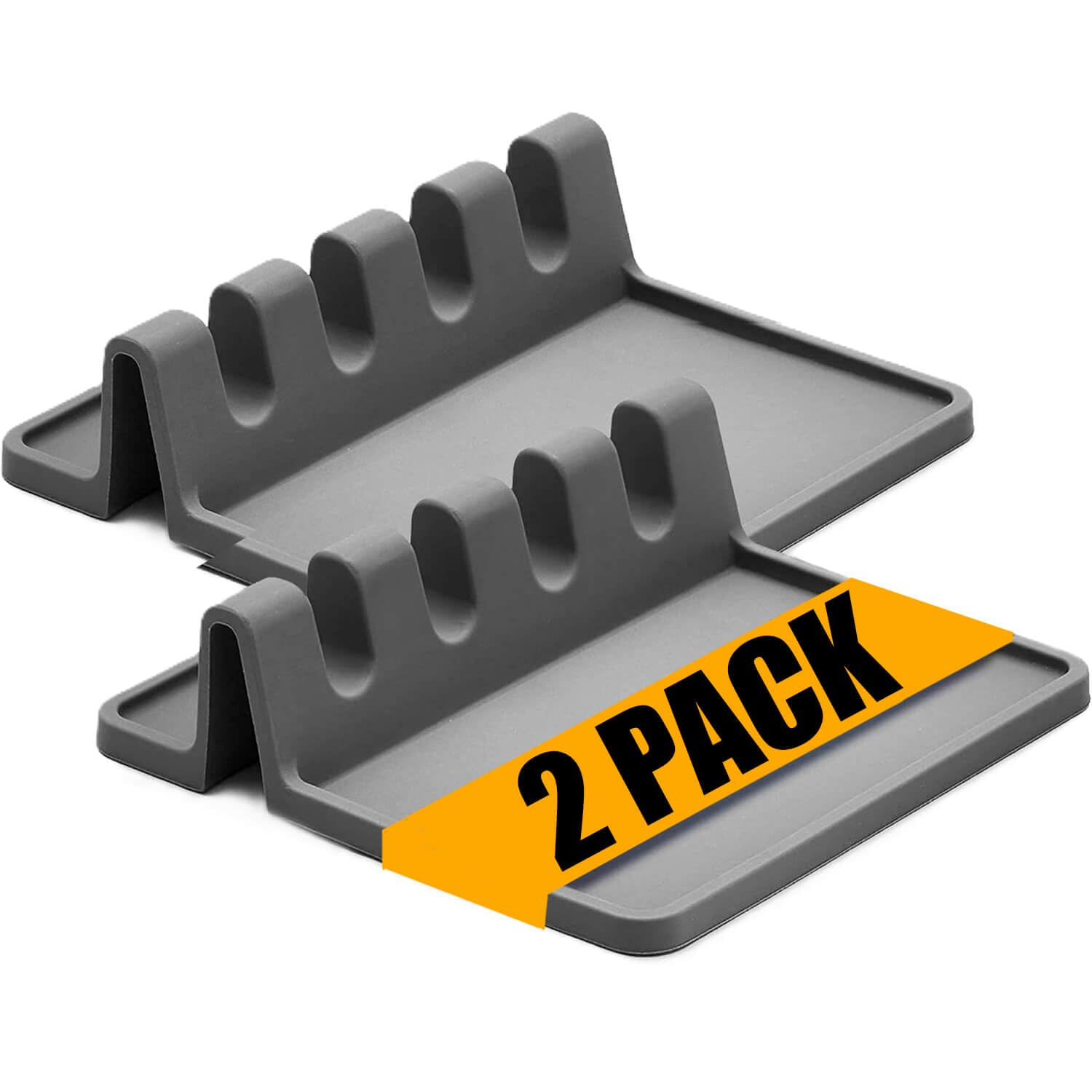 2 Pack Silicone Utensil Rest - BPA-Free, Durable Spoon Rest with Drip Pad - Heat-Resistant Spoon Rest for Stove Top - Spoon Rest for Kitchen Counter - Kitchen Gadgets & Kitchen Utensils Holder