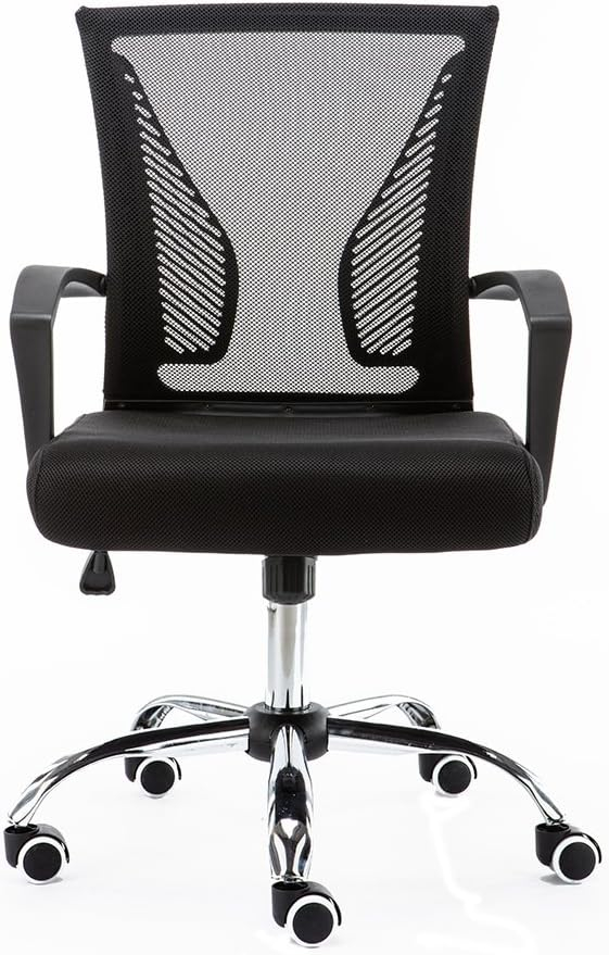 Modern Home Zuna Mid-Back Office Task Chair - Ergonomic Back Supporting Mesh Back Desk Chair (Black/Aqua)