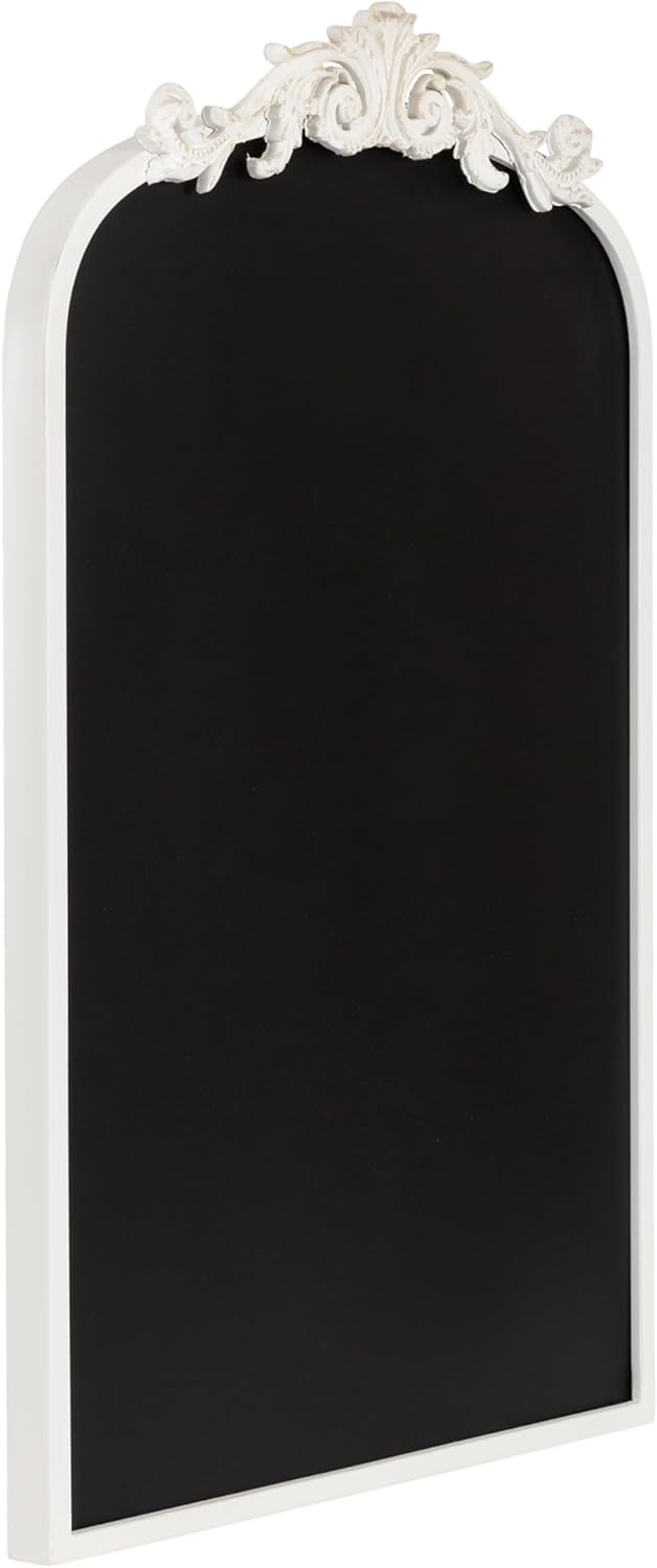 Kate and Laurel Arendahl Decorative Vintage Arch Chalkboard, 19 x 31, White, Framed Arched Ornate Magnetic Chalkboard for Bedroom Organization or Entryway Decor