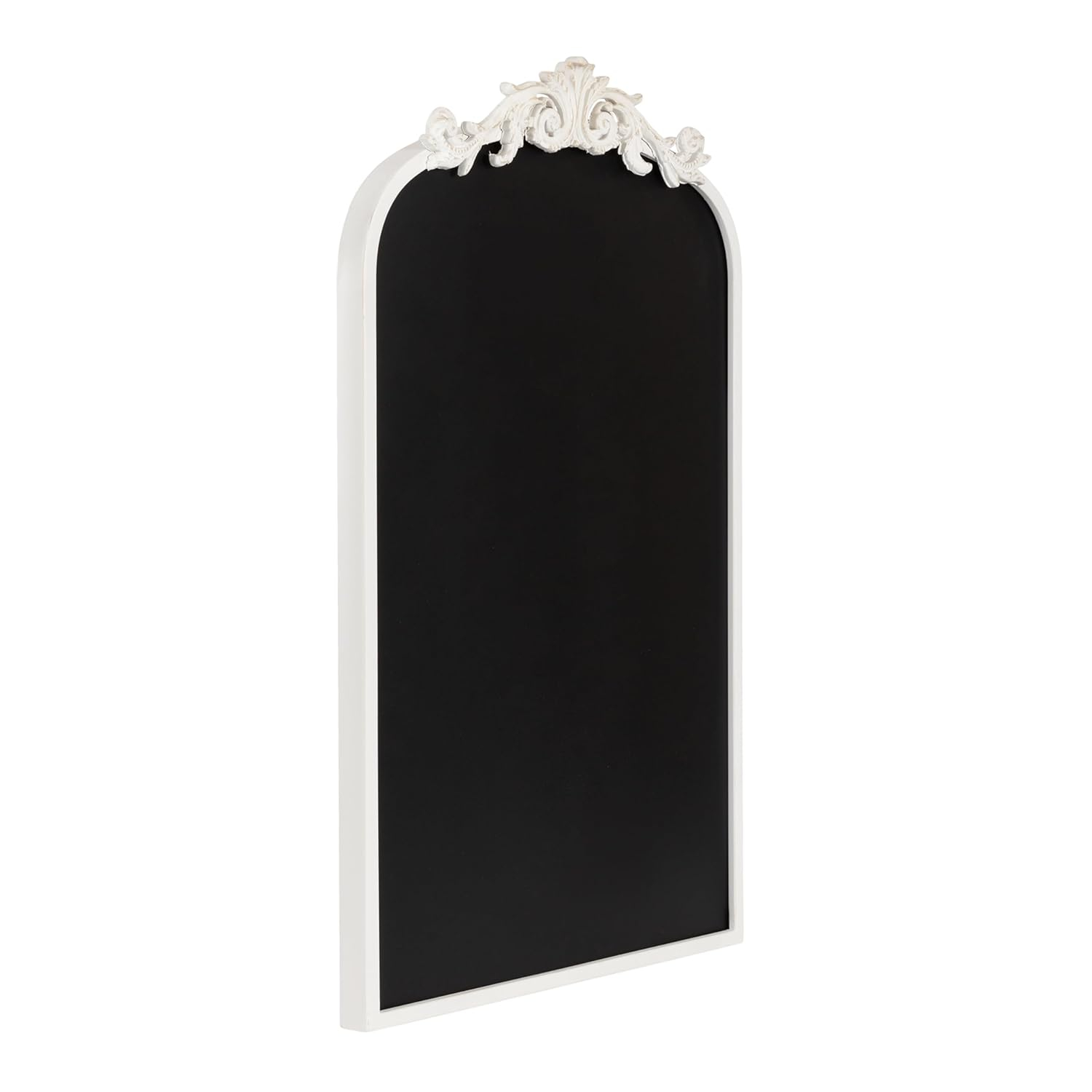 Kate and Laurel Arendahl Decorative Vintage Arch Chalkboard, 19 x 31, White, Framed Arched Ornate Magnetic Chalkboard for Bedroom Organization or Entryway Decor