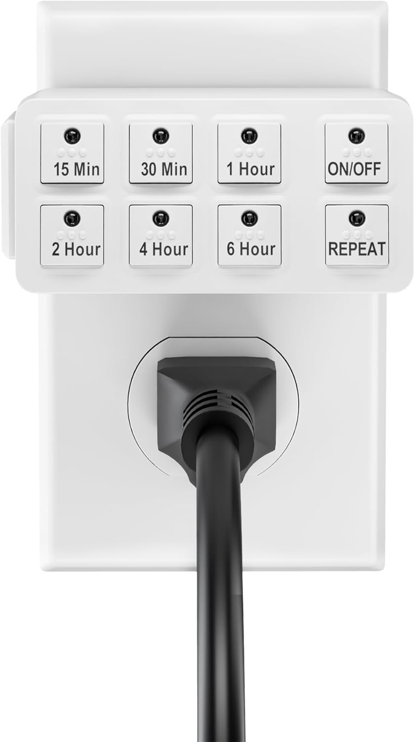 BN-LINK 2 Pack Indoor Countdown Timer with Repeat Function, Heavy Duty Accurate Compact Size for Charger Vacation Security, 3-Prong Grounded Outlet, 15A/1875W ½ HP ETL Listed