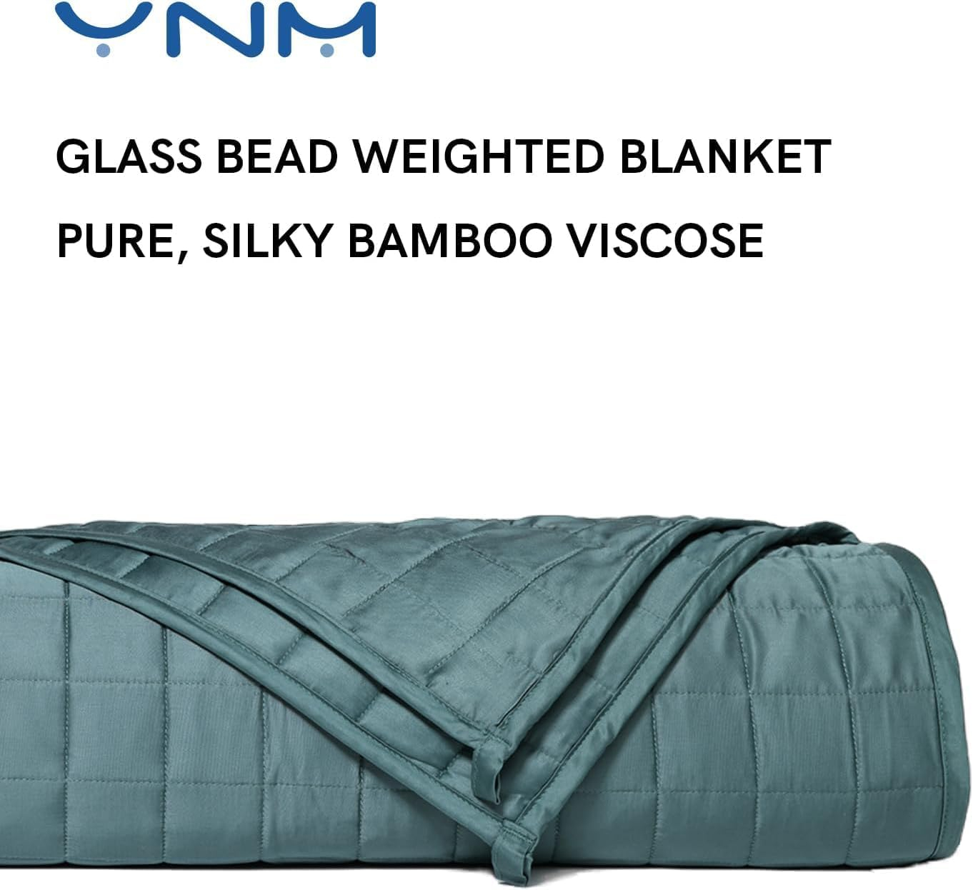 YnM Exclusive Weighted Blanket, Cooling & Cozy Velvet Dual-Sided, Smallest Compartments with Glass Beads, Ideal for One Person of 140lbs on Twin/Full Bed (48x72 Inches, 15 Pounds, Blue/Grey)