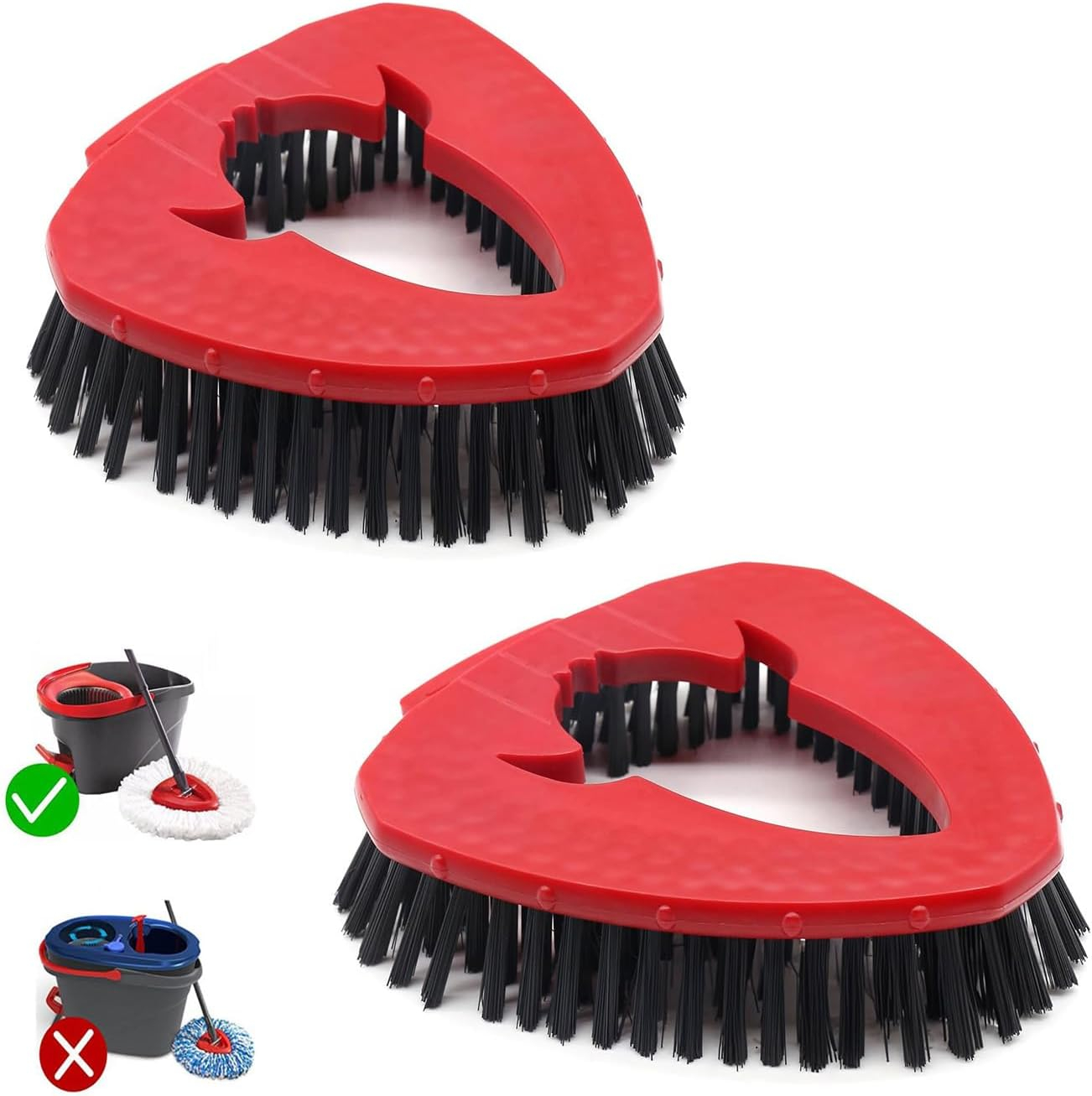2 Pcs Scrub Brush Replacement Head for O Cedar EasyWring Spin Mop 1 Tank System, Shower Floor Scrubber, Microfiber Triangle Hard Bristle Cleaning Brush for Bathroom Kitchen Pool, Glass and Tile Walls