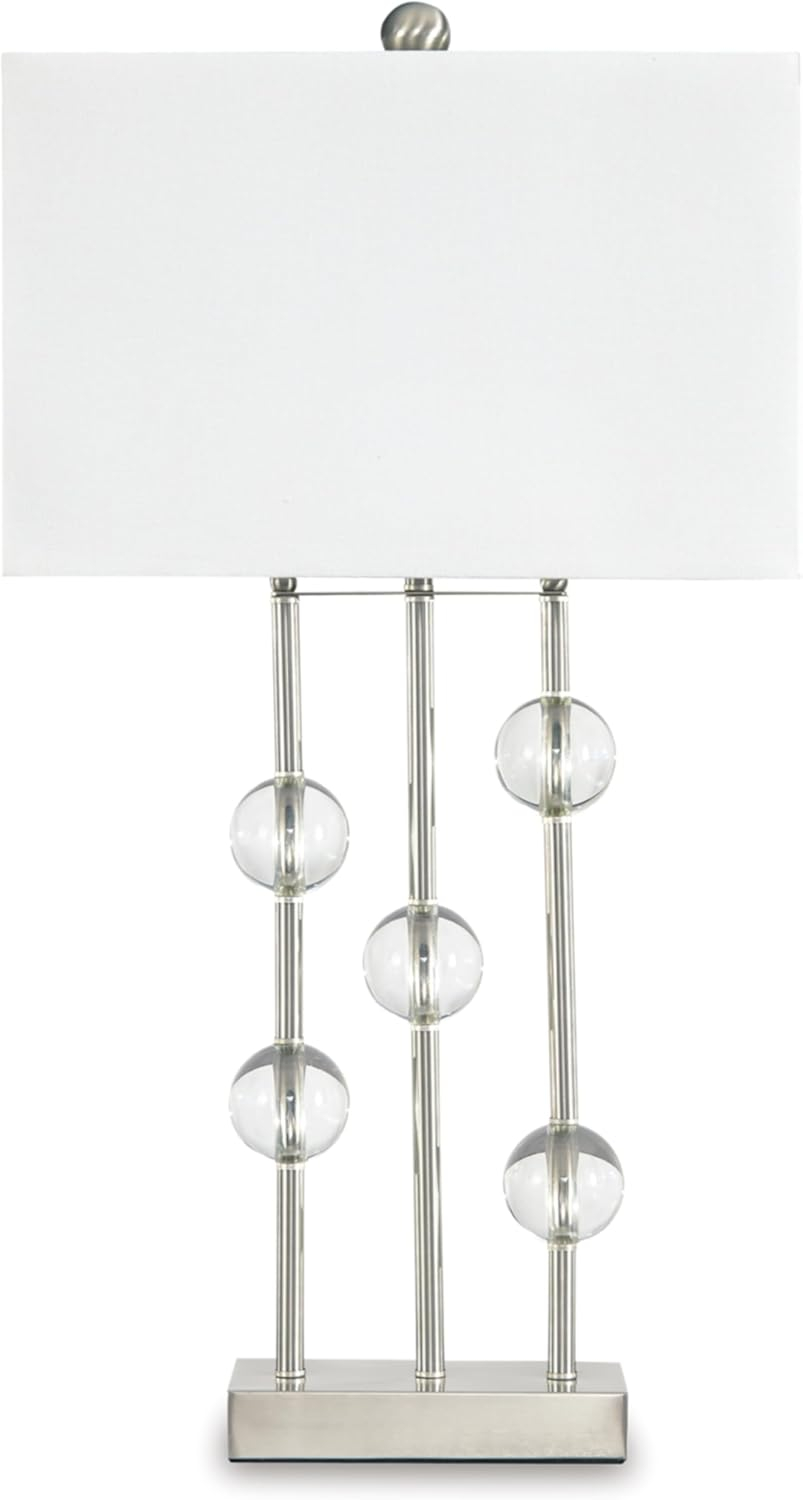 Jaala Metal Lamp Clear/Silver - Signature Design by Ashley: Crystal & Metal Base, 3-Way Switch, UL Listed