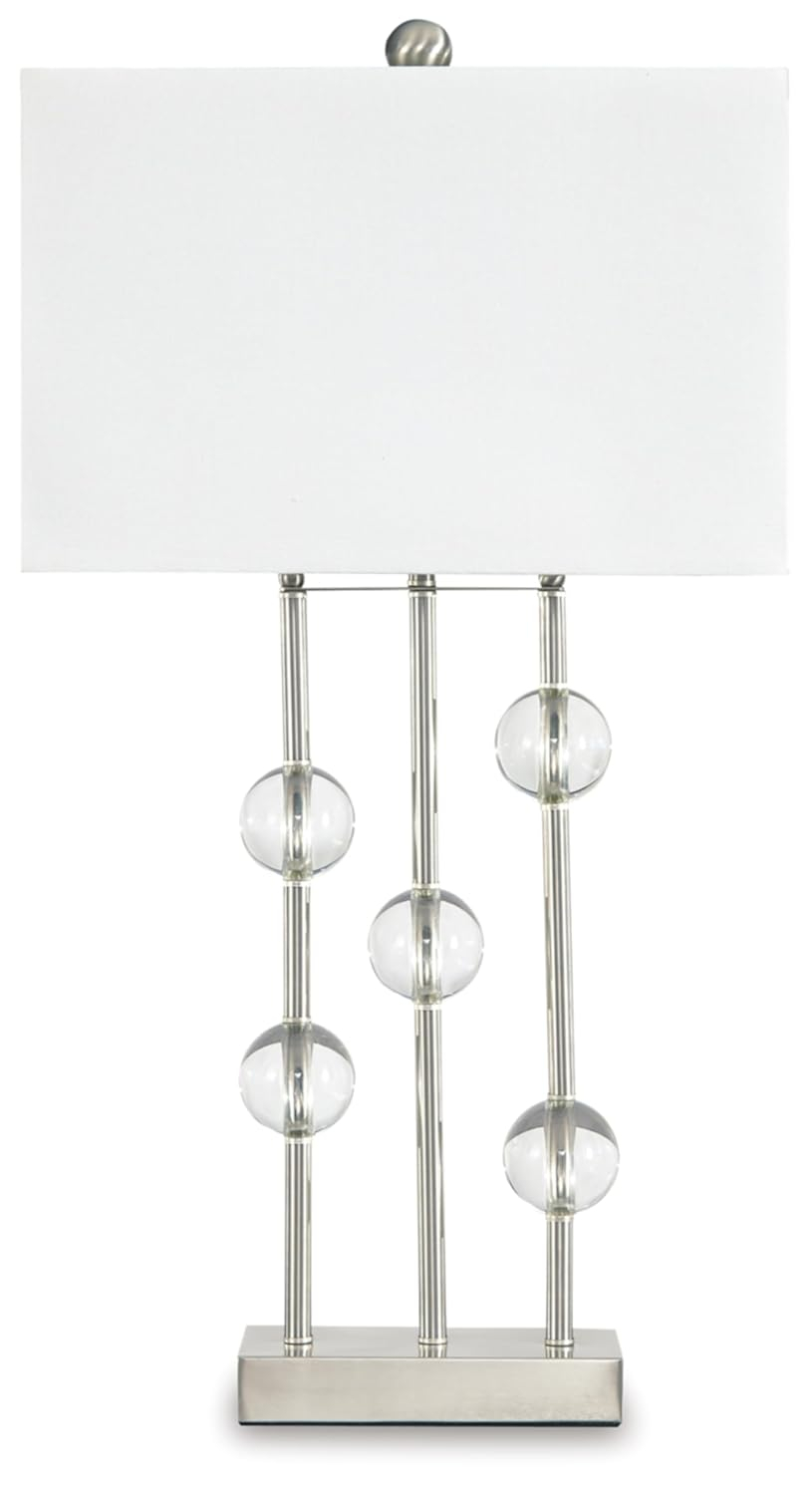 Jaala Metal Lamp Clear/Silver - Signature Design by Ashley: Crystal & Metal Base, 3-Way Switch, UL Listed