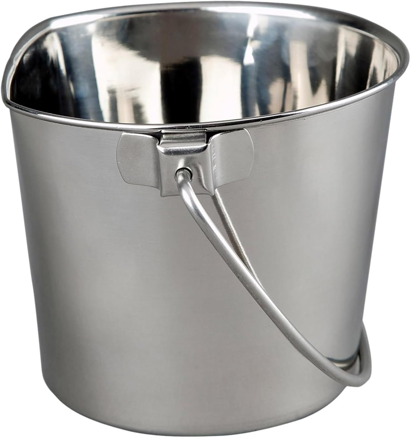 13 Quart Heavy Duty Stainless Steel Flat Side Bucket | Durable Food & Water Pail for Dogs, Cats, Kennels, Cages and Critter Crates | Multi-Purpose Bucket
