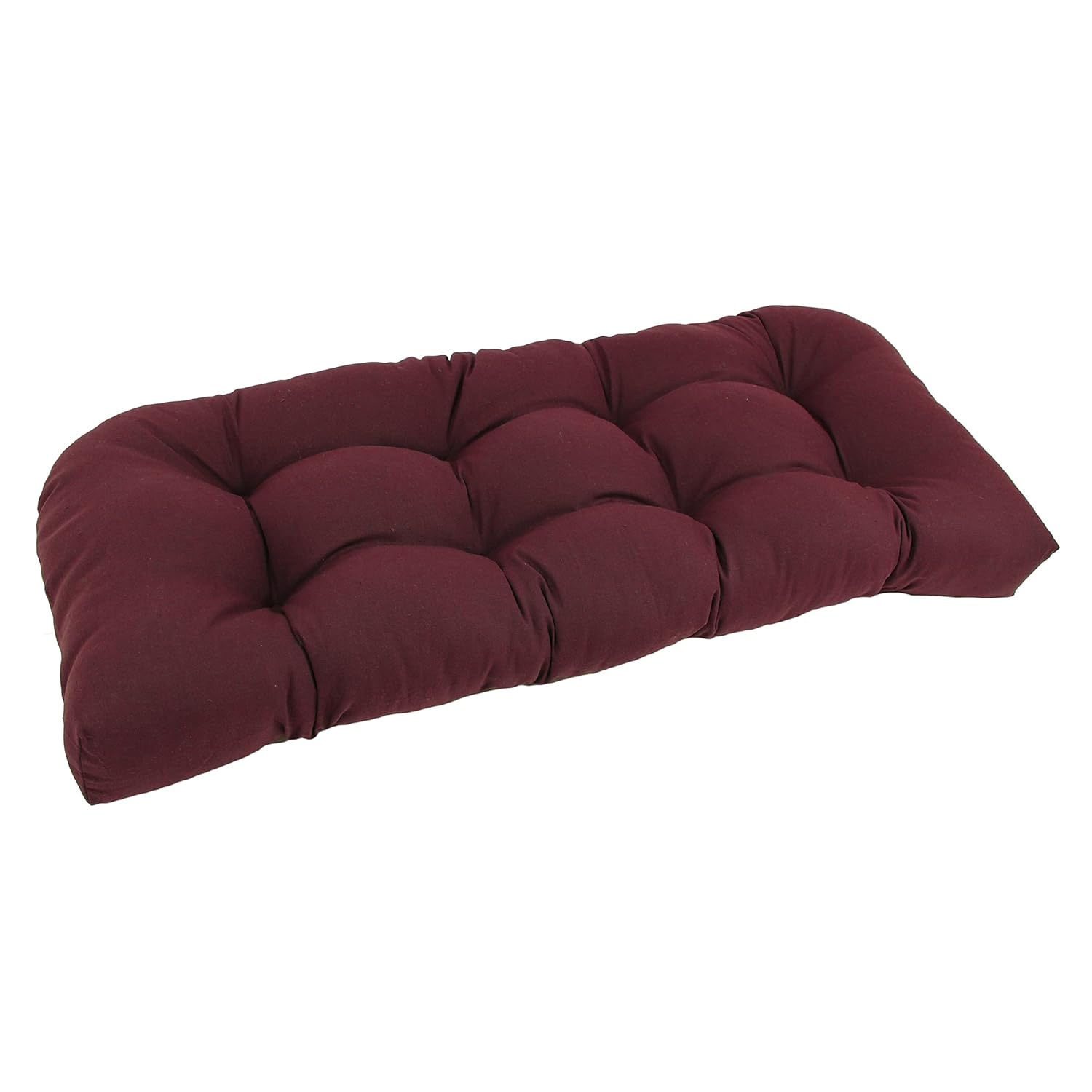 Burgundy Twill Tufted Loveseat Cushion 42" x 19"