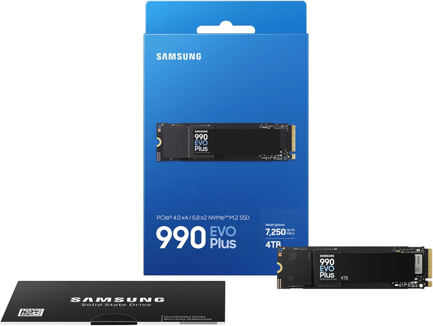SAMSUNG 990 EVO PLUS SSD 4TB, PCIe Gen 4x4 | Gen 5x2 M.2 2280, Speeds Up-to 7,250 MB/s, Upgrade Storage for PC/Laptops, HMB Technology and Intelligent Turbowrite 2.0 (MZ-V9S4T0B/AM)
