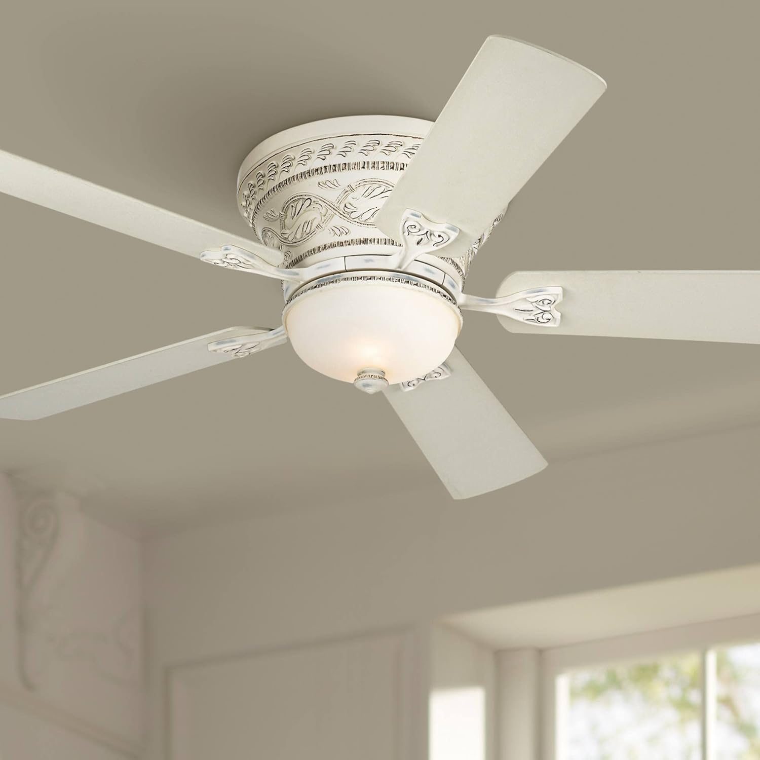 Casa Vieja 52" Ancestry Vintage Antique Indoor Ceiling Fan 5 Blade LED Light Remote Control Golden Bronze Motor Teak Walnut Finish Blades Bedroom Living Room Kitchen Dining Office Hugger Flush Mount