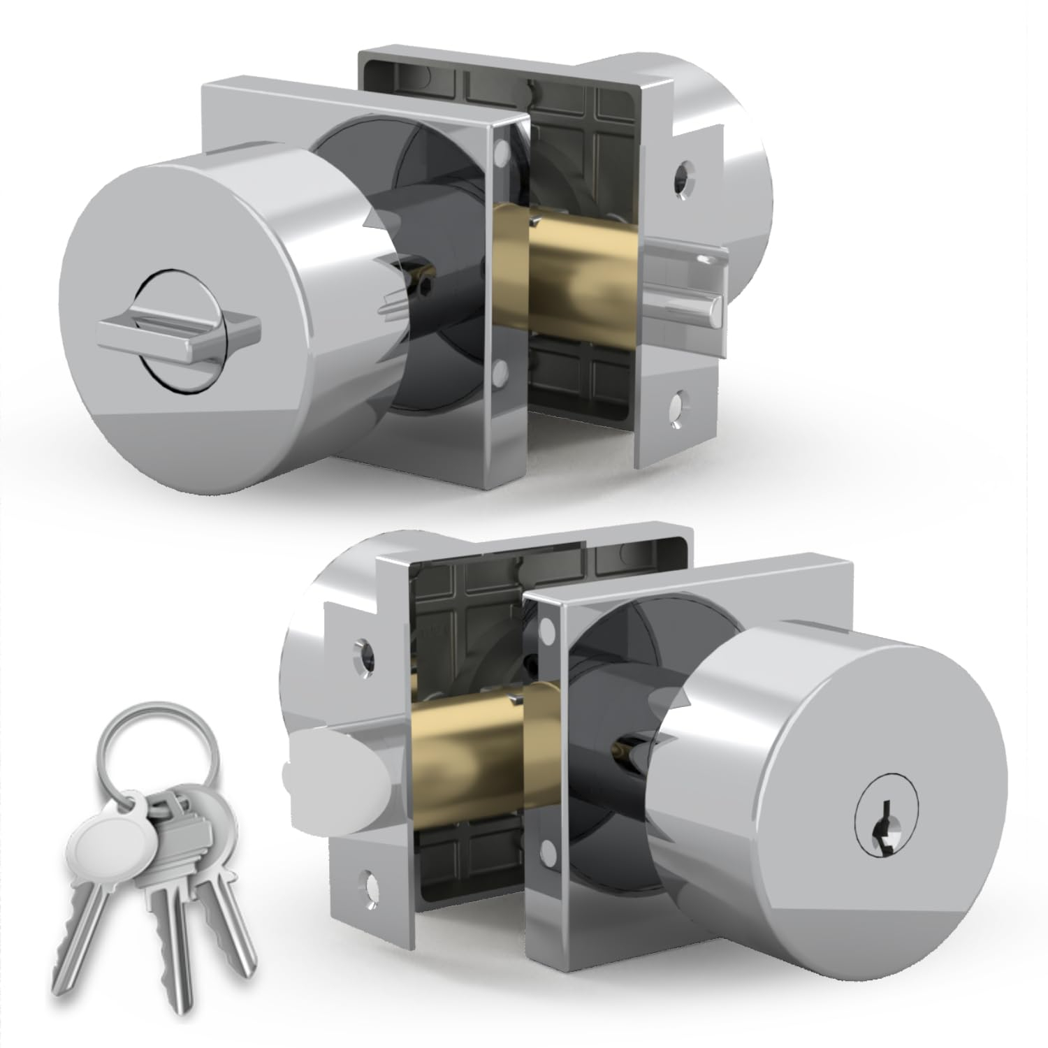 Mega Handles - SUANA Deadbolt I Entrance Deadbolt Lock - Heavy Duty Square Locking Deadbolt for Left or Right-Handed Doors - Interior/Exterior - Satin Nickel