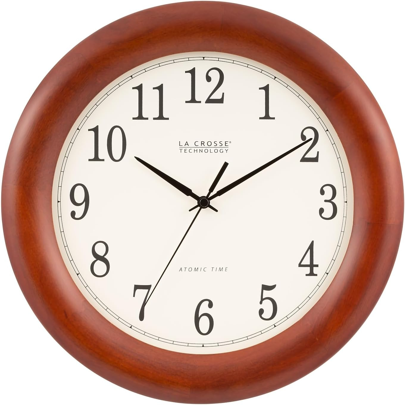 La Crosse Technology 12.5-in. Cherry Finish Oak Wood Atomic Analog Wall Clock, WT-3122A