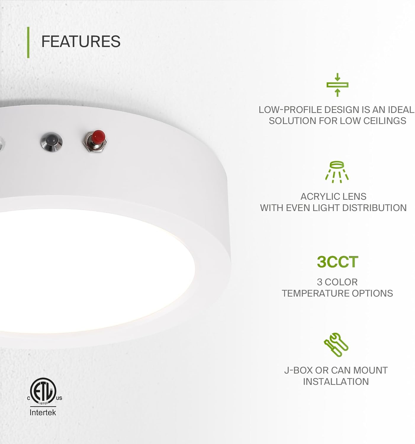 White 9-Inch Square LED Flush Mount Ceiling Light