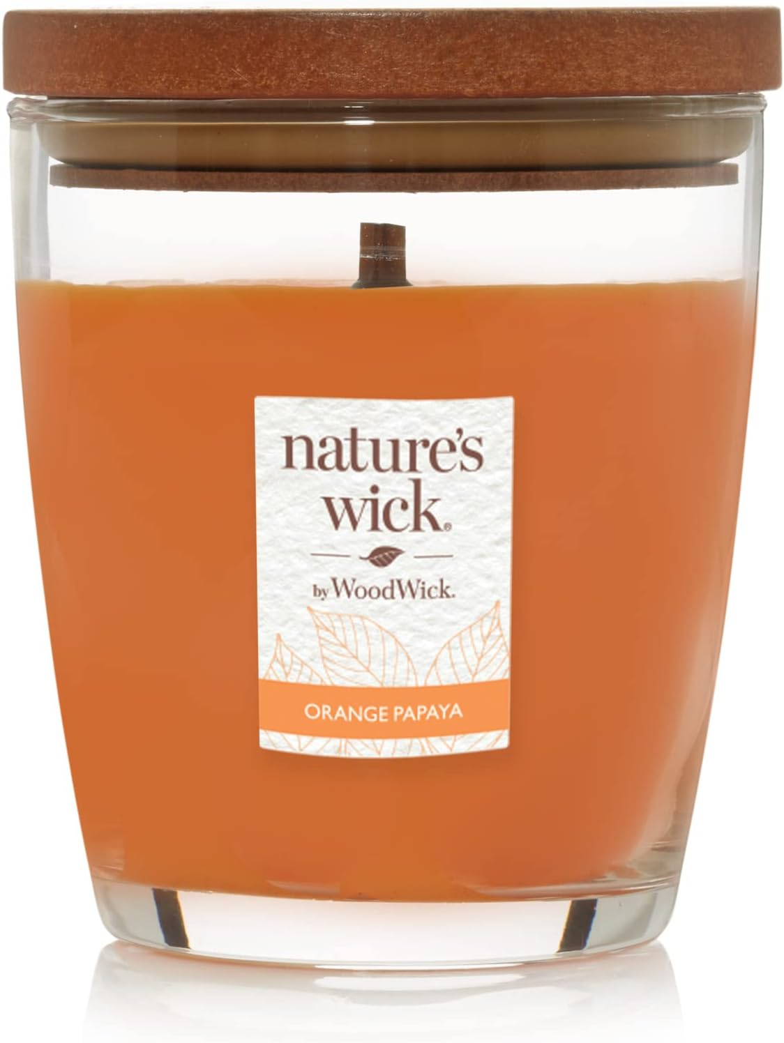 WoodWick Nature's Wick Orange Papaya Scented Candle, 10oz with Wooden Lid, Crackles at it Burns, Fall
