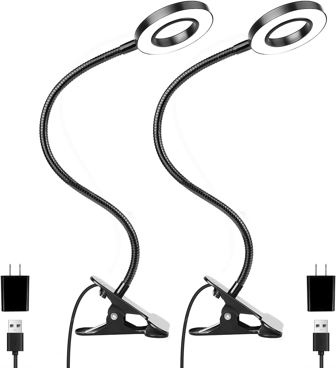 Desk Clip on Lamp for Reading Home Office, 10 Dimmable Brightness 3 Modes, Clamp Light for Bed Headboard