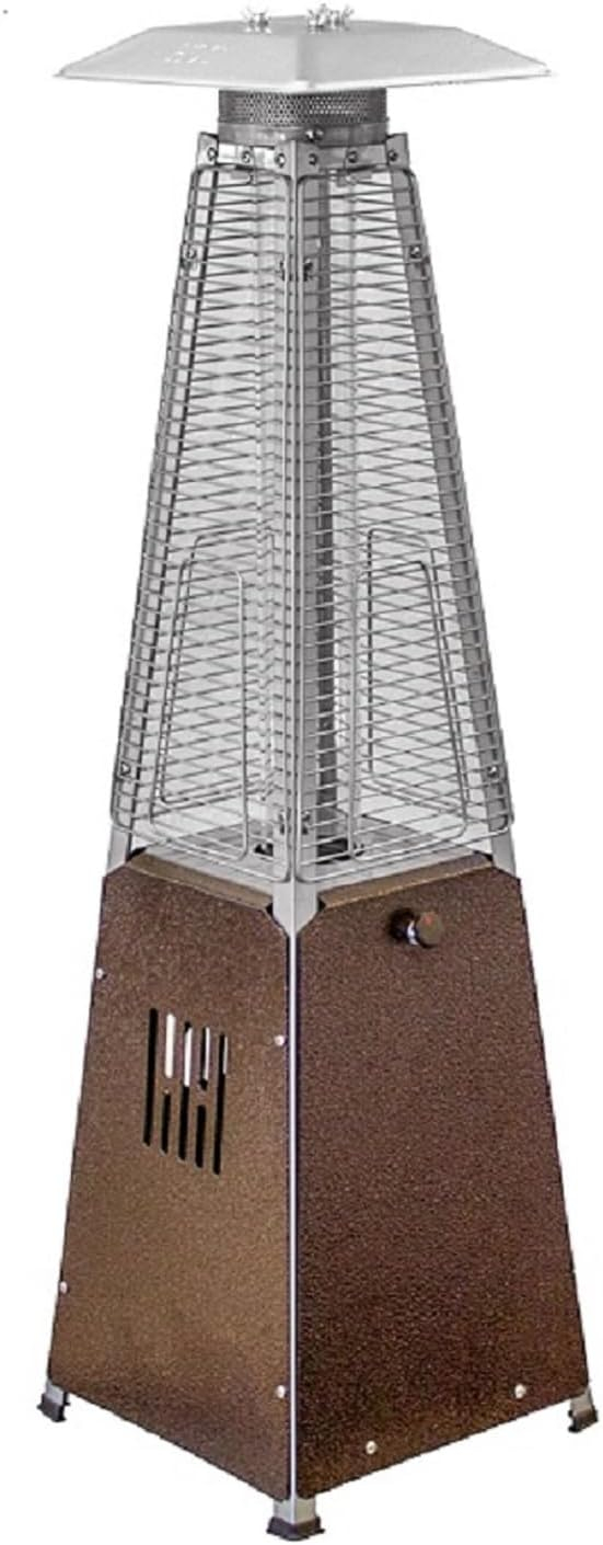 Hiland HLDS032-GTTHG Portable Propane Table Top Pyramid Glass Tube Patio Heater, 9500 BTU, Bronze