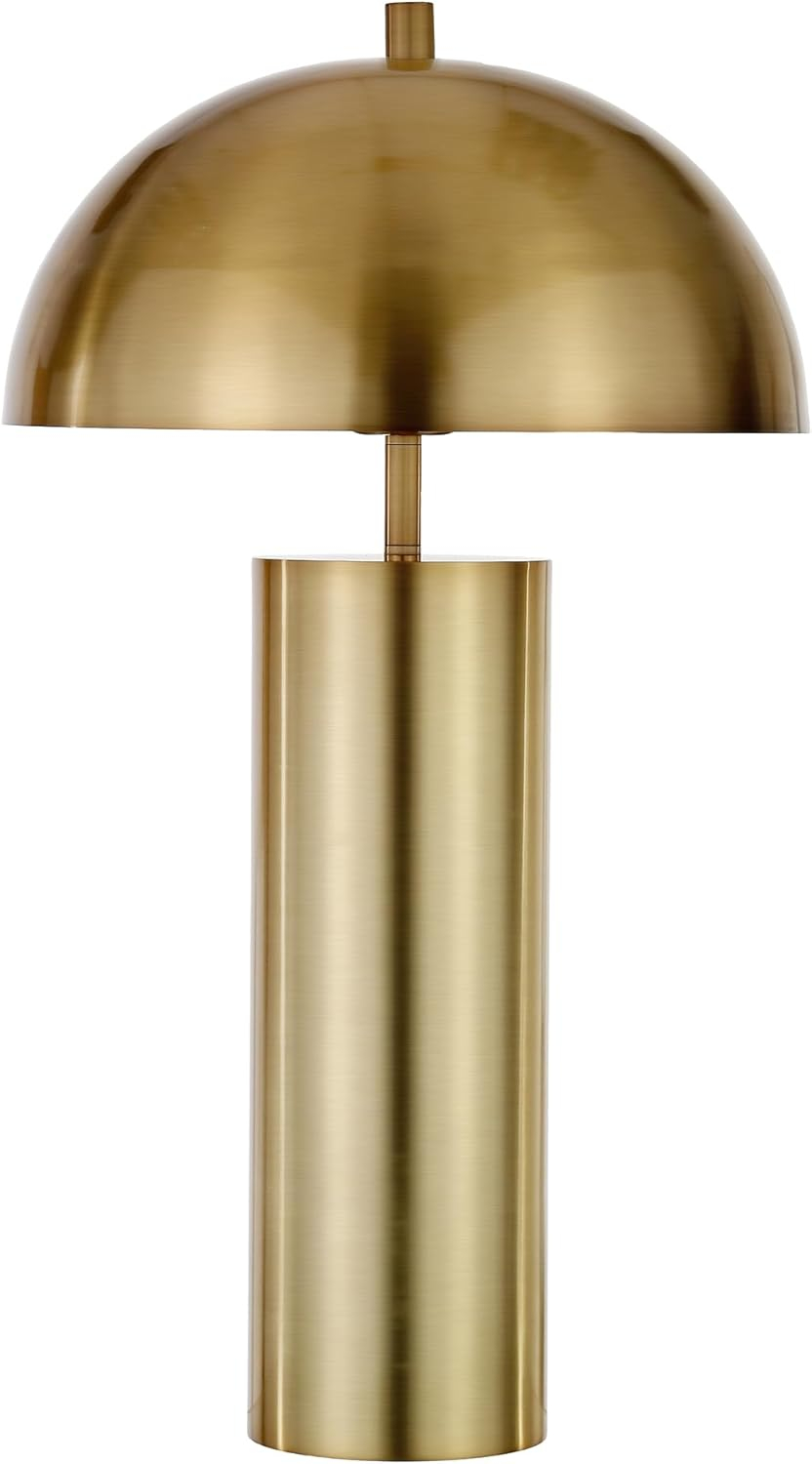 Evelyn&Zoe York 29.5" Mid-Century Modern Metal Table Lamp with White Drum Fabric Shade