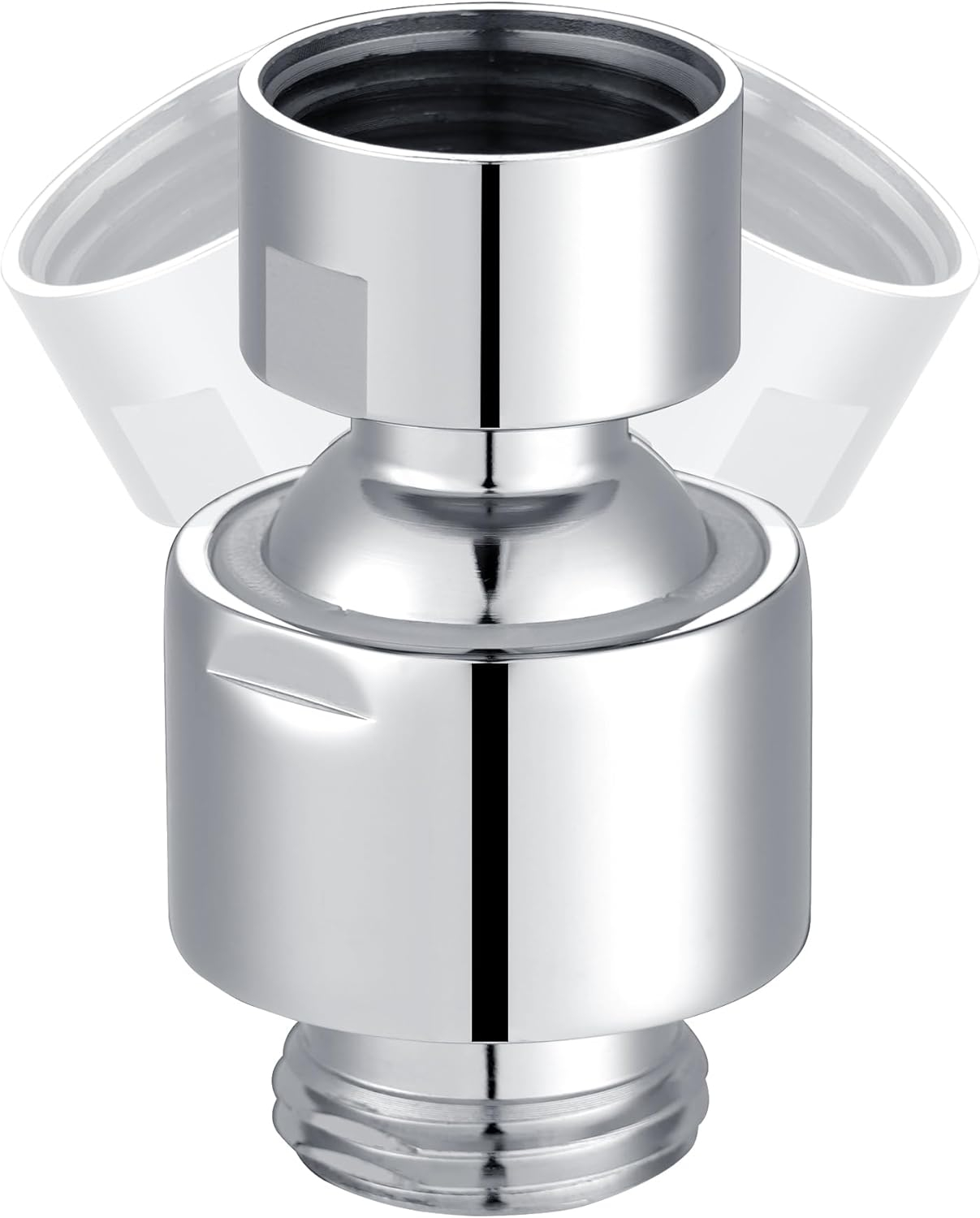 Hibbent All Metal Shower Head Swivel Ball Joint Adapter, Solid Brass Adjustable Shower Arm Connector, Showerhead Extension, Universal Showering Component, Polished Chrome