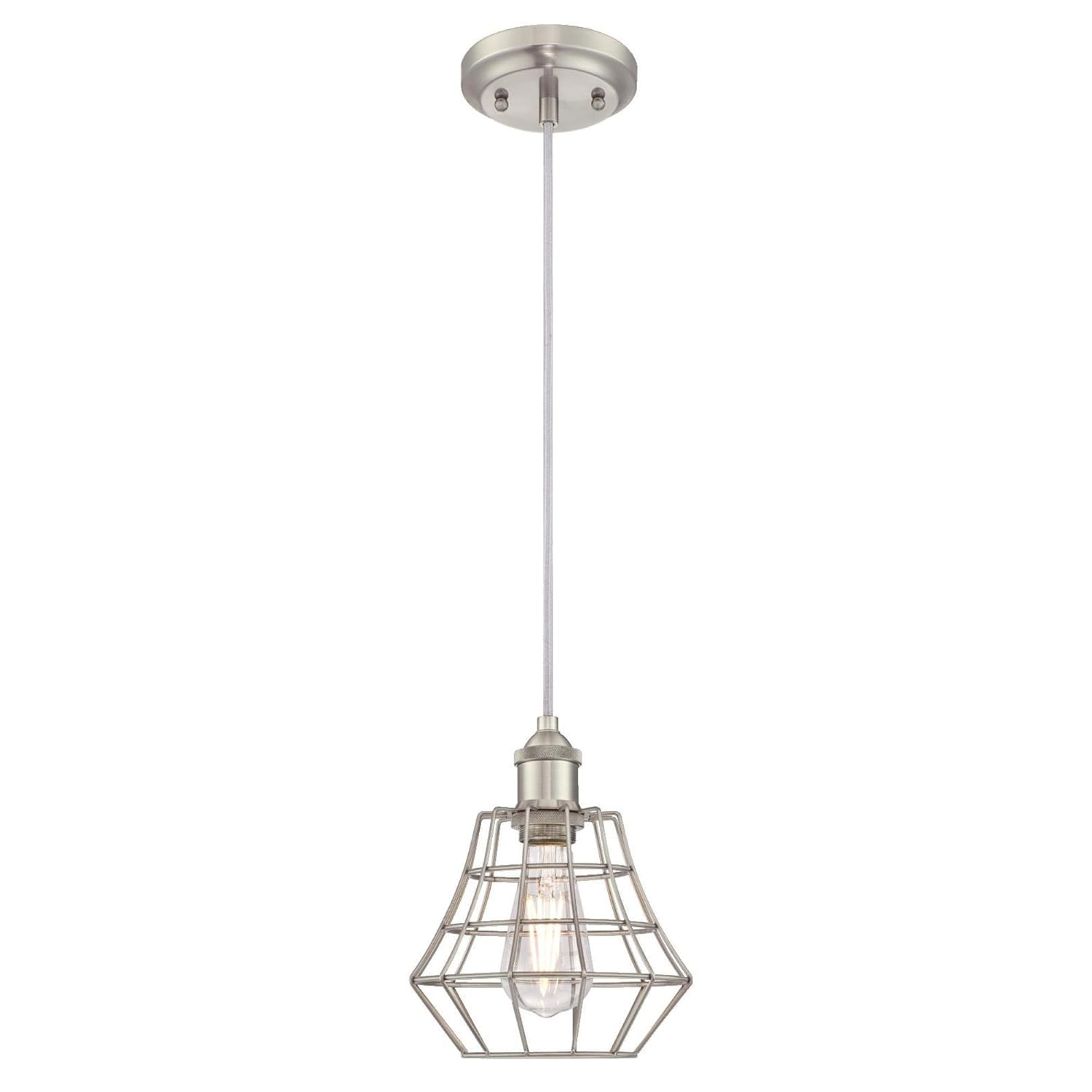 Nathaniel 1 - Light Brushed Nickel Geometric Pendant